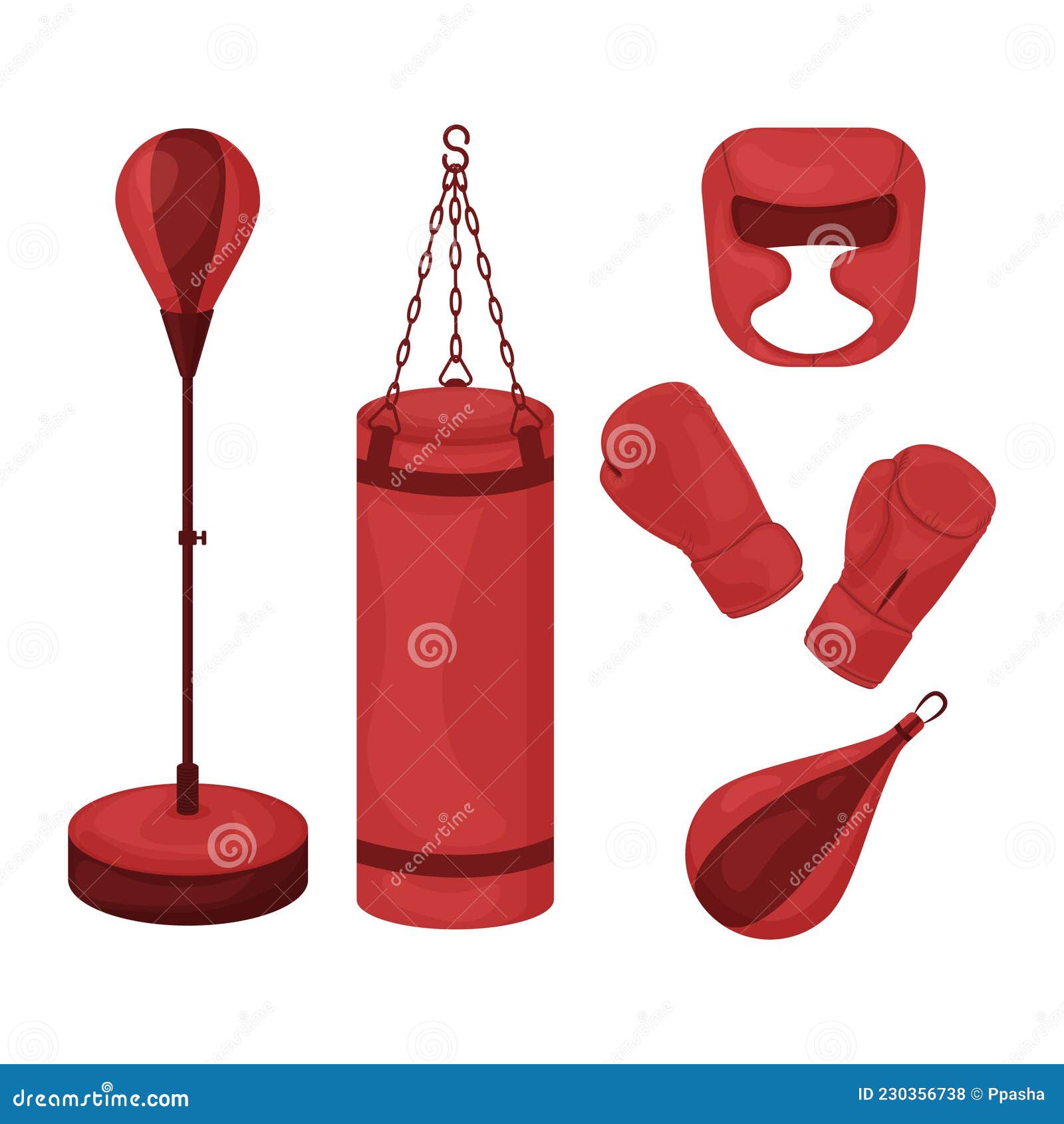 Un Conjunto De Boxeo Compuesto Por Guantes De Bolso De Punching Para Artes  Marciales Y Un Casco Protector Para Boxeo Y Kickboxing Ilustración del  Vector - Ilustración de actividad, casco: 230356738