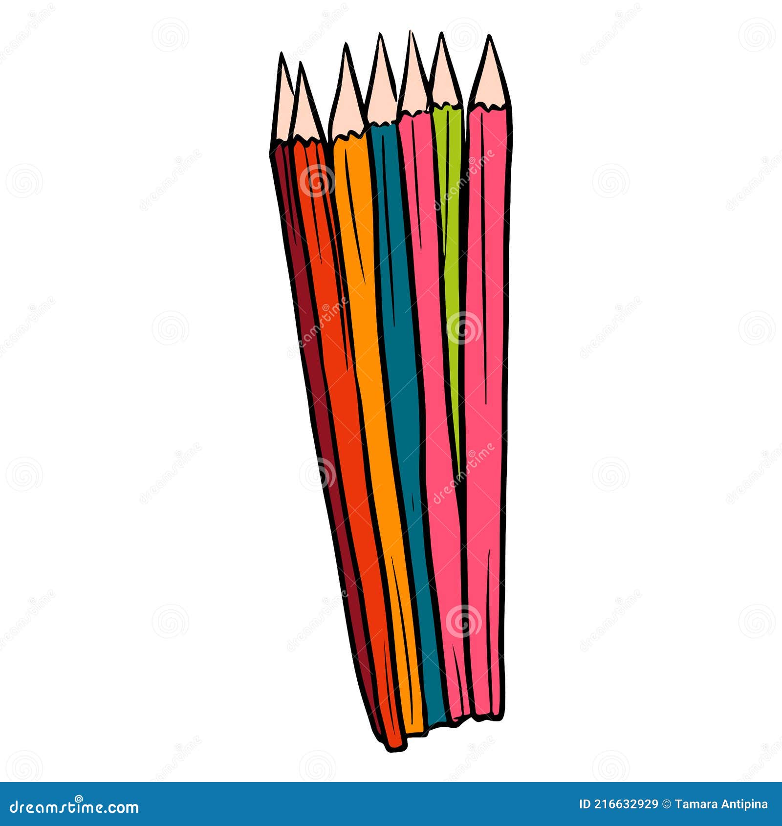 Un Conjunto De Lápices De Colores. Lápices Para Dibujar. Lápices Afilados.  Estilo De Dibujos Animados. Ilustración del Vector - Ilustración de  aislado, fondo: 216632929
