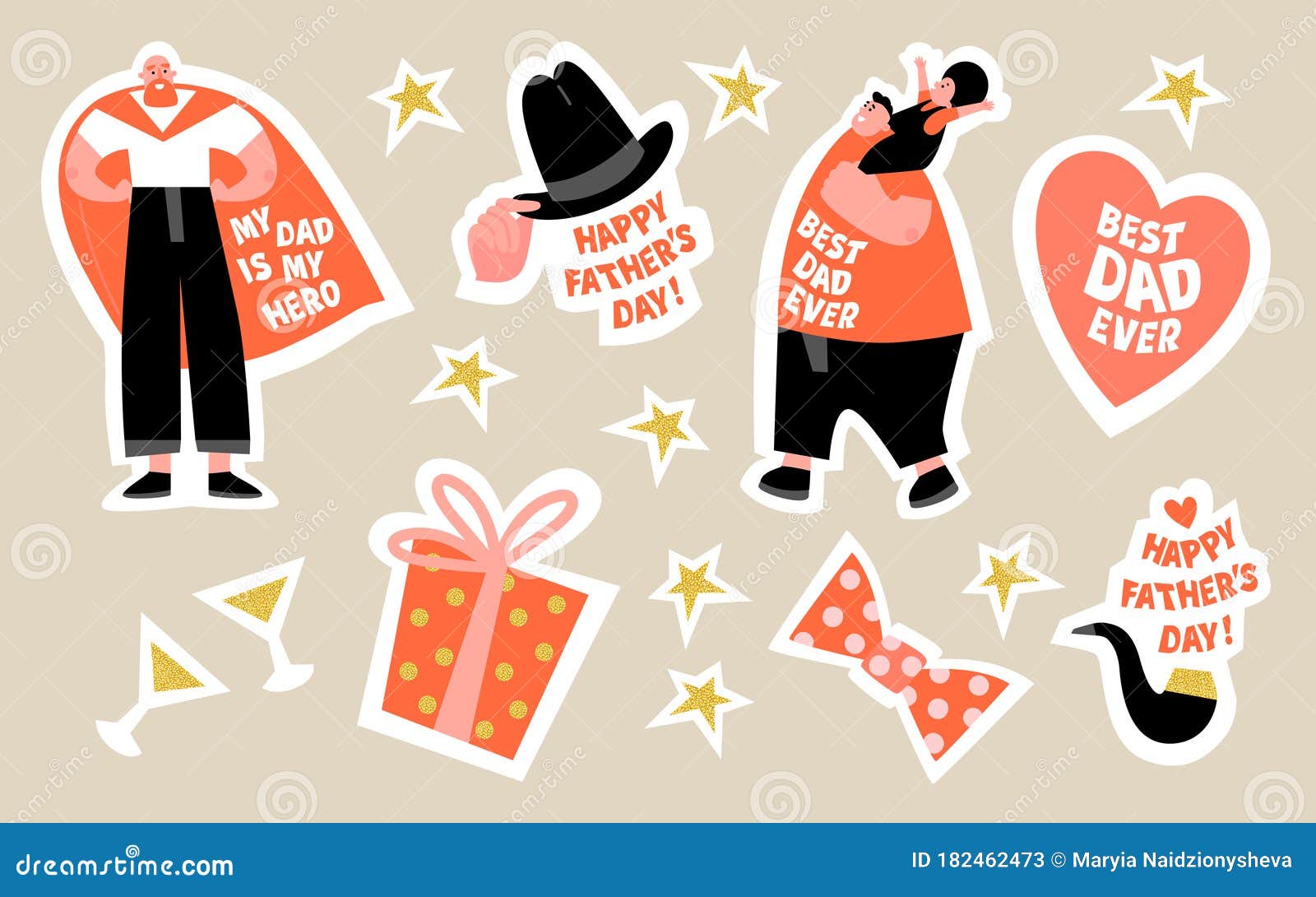 Un Conjunto De Stickers Para El Día Del Padre Con Graciosos Personajes De  Dibujos Animados De Los Superhéroes De Papá Que Fuman Pi Ilustración del  Vector - Ilustración de arqueamiento, etiqueta: 182462473