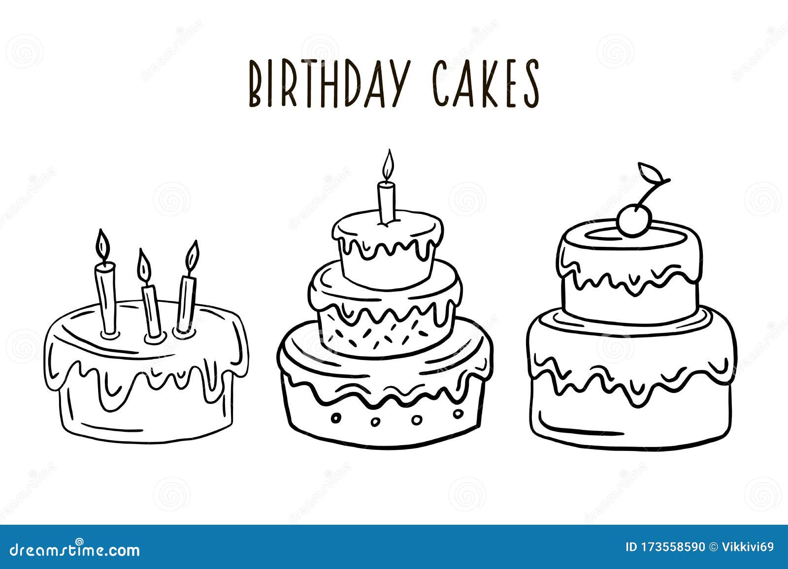 Dibujo tarta cumpleaños imágenes de stock de arte vectorial