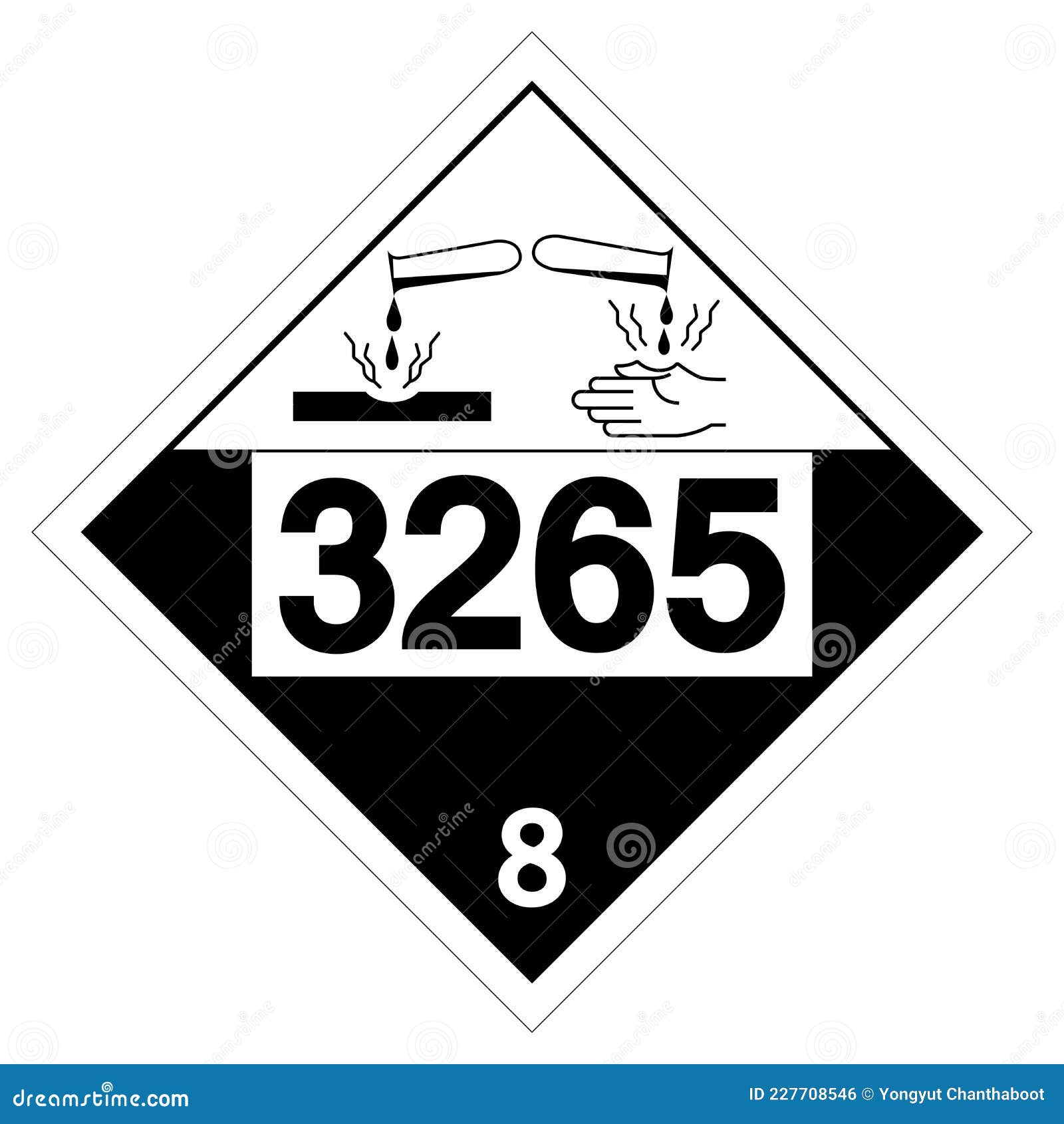 UN3265 Corrosive Liquid Symbol Sign, Vector Illustration, Isolate on