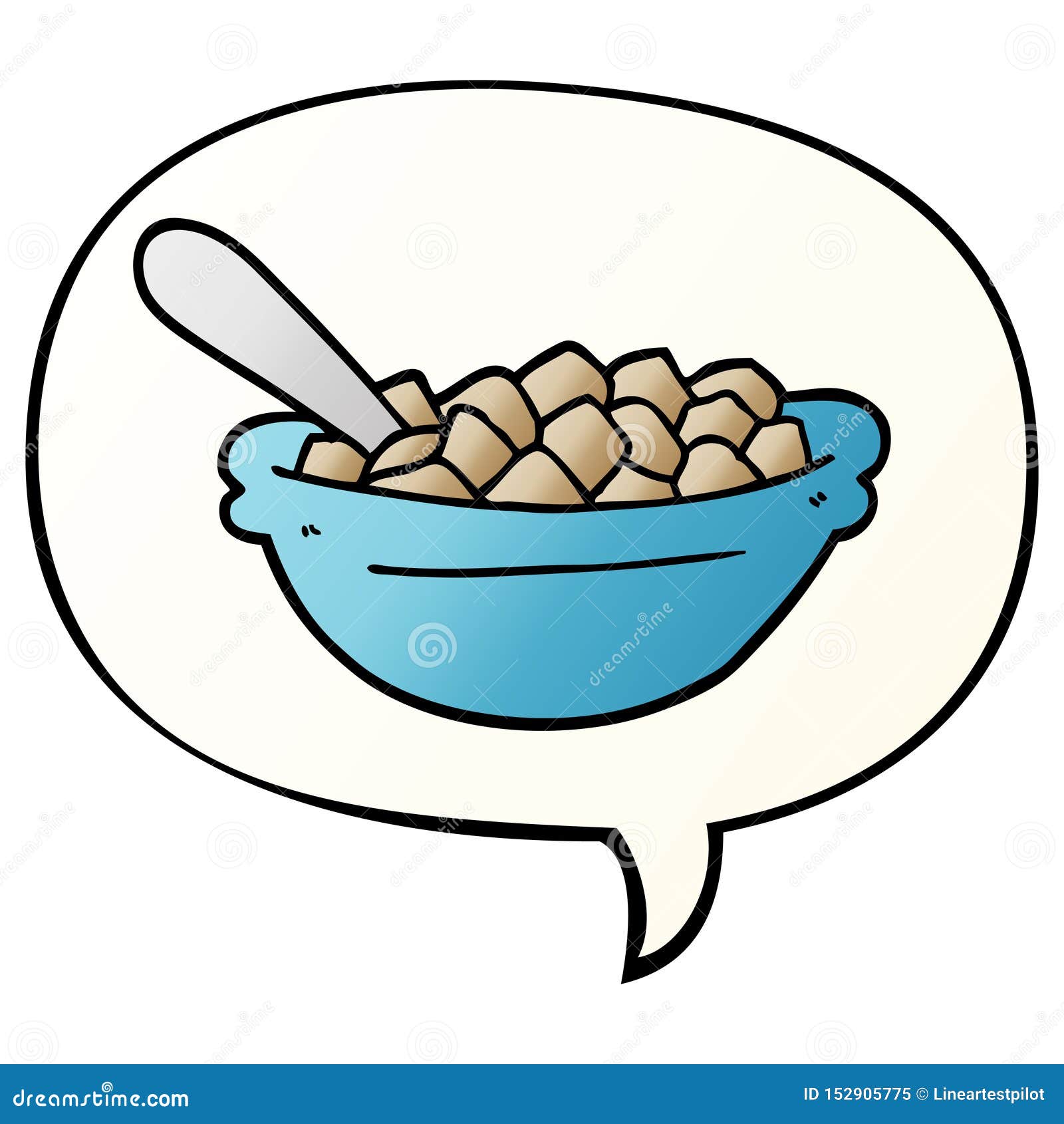 Un Creativo Bol De Cereales De Dibujos Animados Y Una Burbuja De Habla En  Un Estilo De Gradiente Suave Ilustración del Vector - Ilustración de  trazado, mano: 152905775