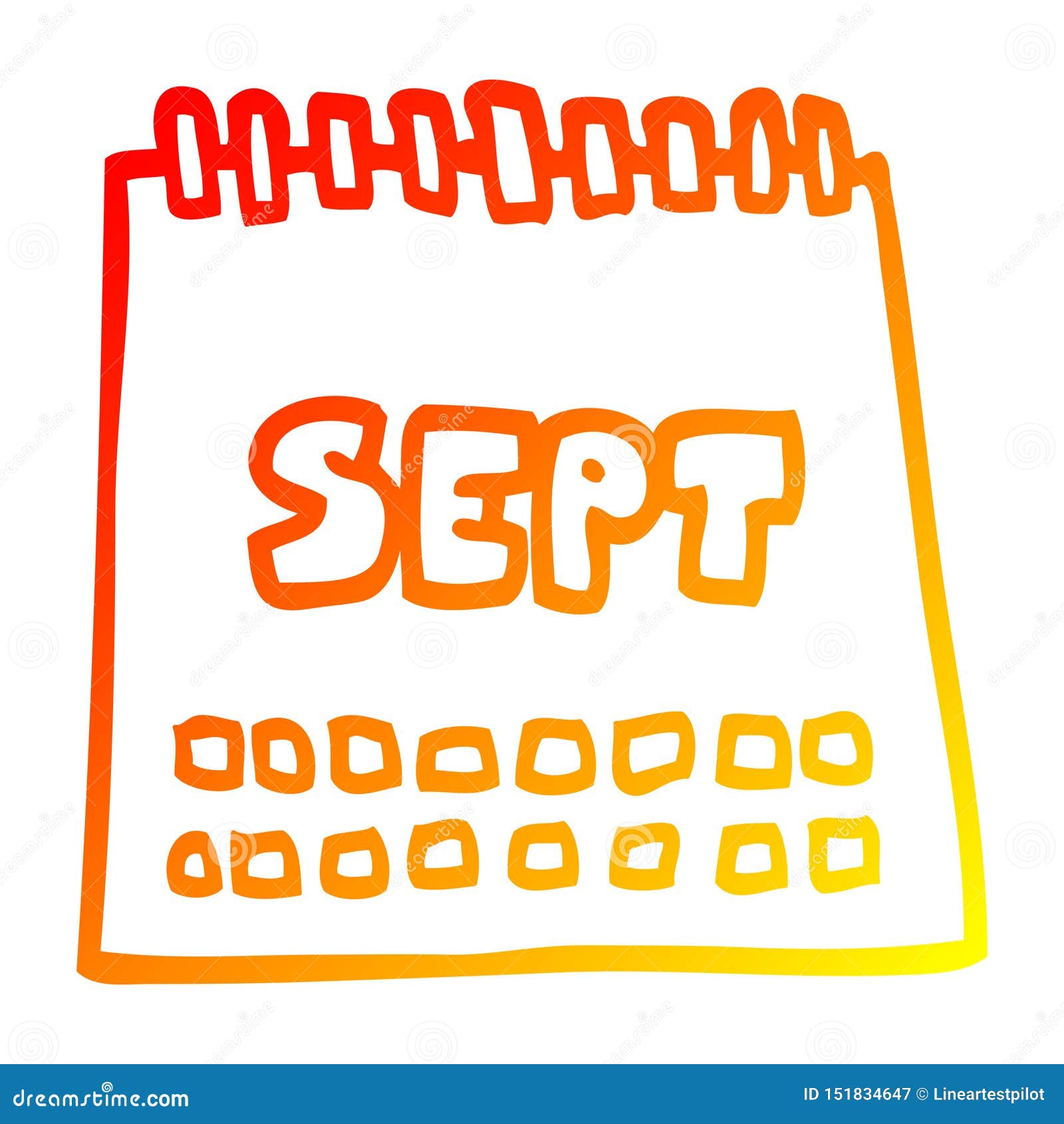 Un Creativo Calendario De Dibujo De Líneas De Degradado Cálido Que Muestra  El Mes De Septiembre Ilustración del Vector - Ilustración de mano,  garabato: 151834647