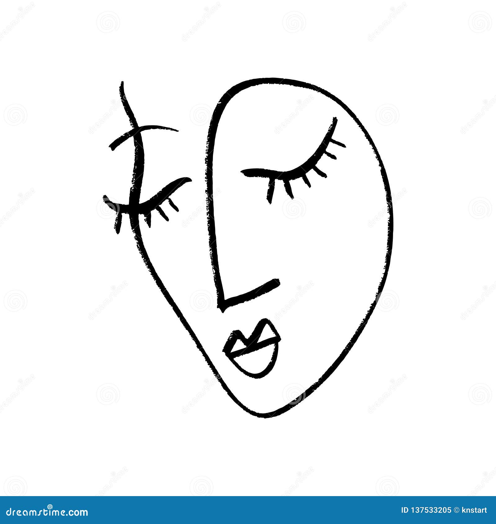 Un Dessin  Au Trait Continu Abstrait  Visage  De Femme 