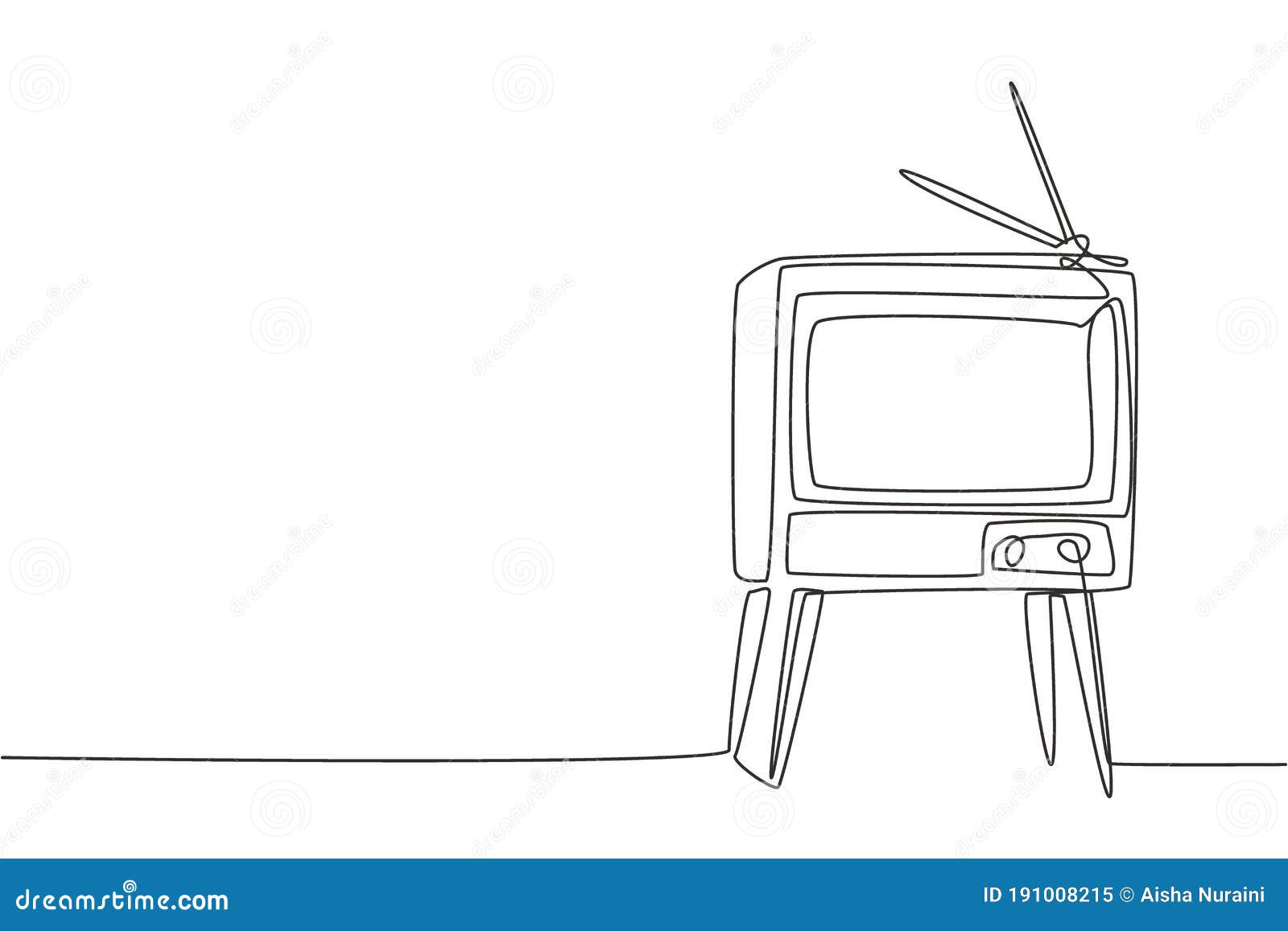 Un Dessin Au Trait Continu De L Ancienne Television Retro Avec Une Table Et Des Jambes De Bois De Table Concept Analogique De Tel Illustration De Vecteur Illustration Du Jambes Avec 191008215