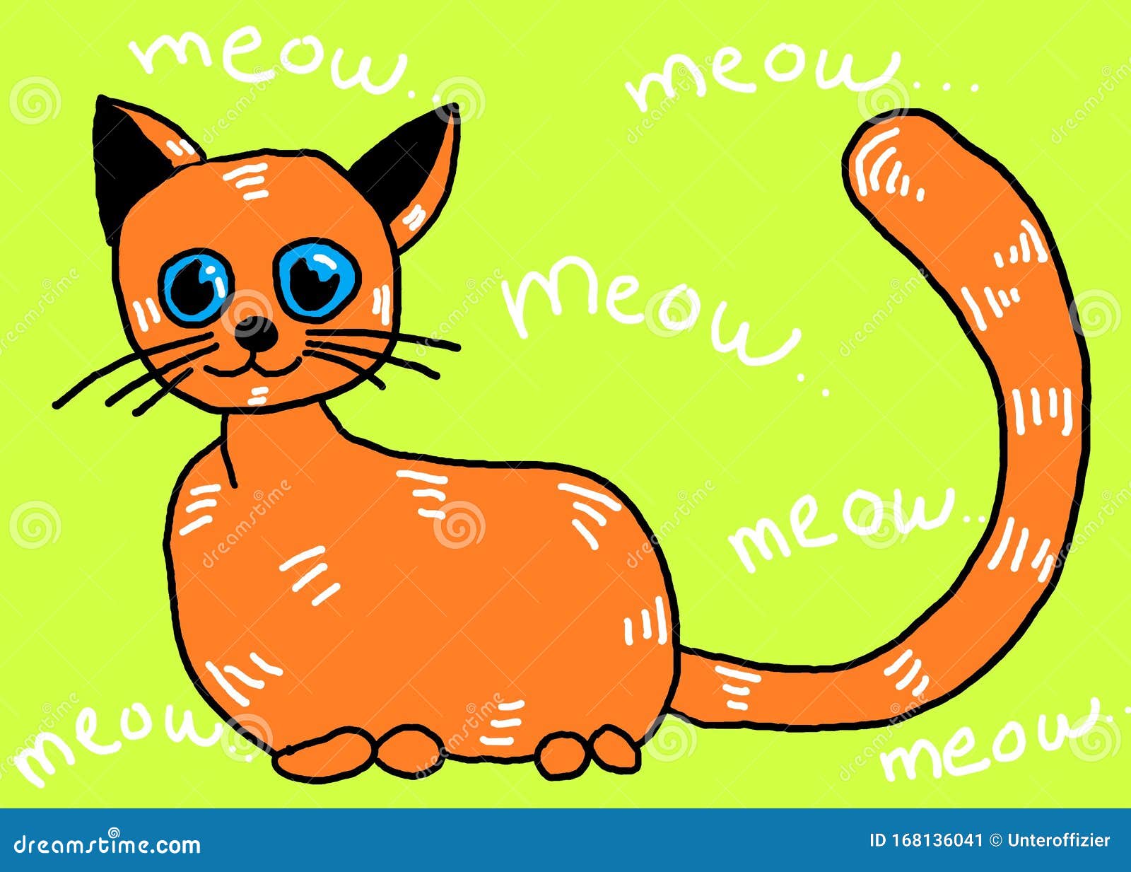 Un Dessin D Enfant Unique D Un Chat Tigre Orange Sur Fond Vert Clair Leger Illustration Stock Illustration Du Accouplement Produit