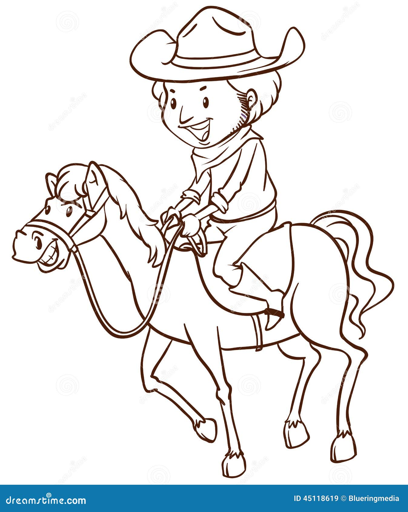 Un Dessin Simple D'un Cowboy Illustration de Vecteur ...