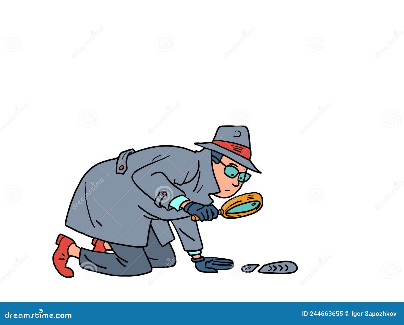 Un hombre naranja detective, sosteniendo una lupa, examinando detenidamente  algo, como se tiende a hacer con una lupa.ba Fotografía de stock - Alamy