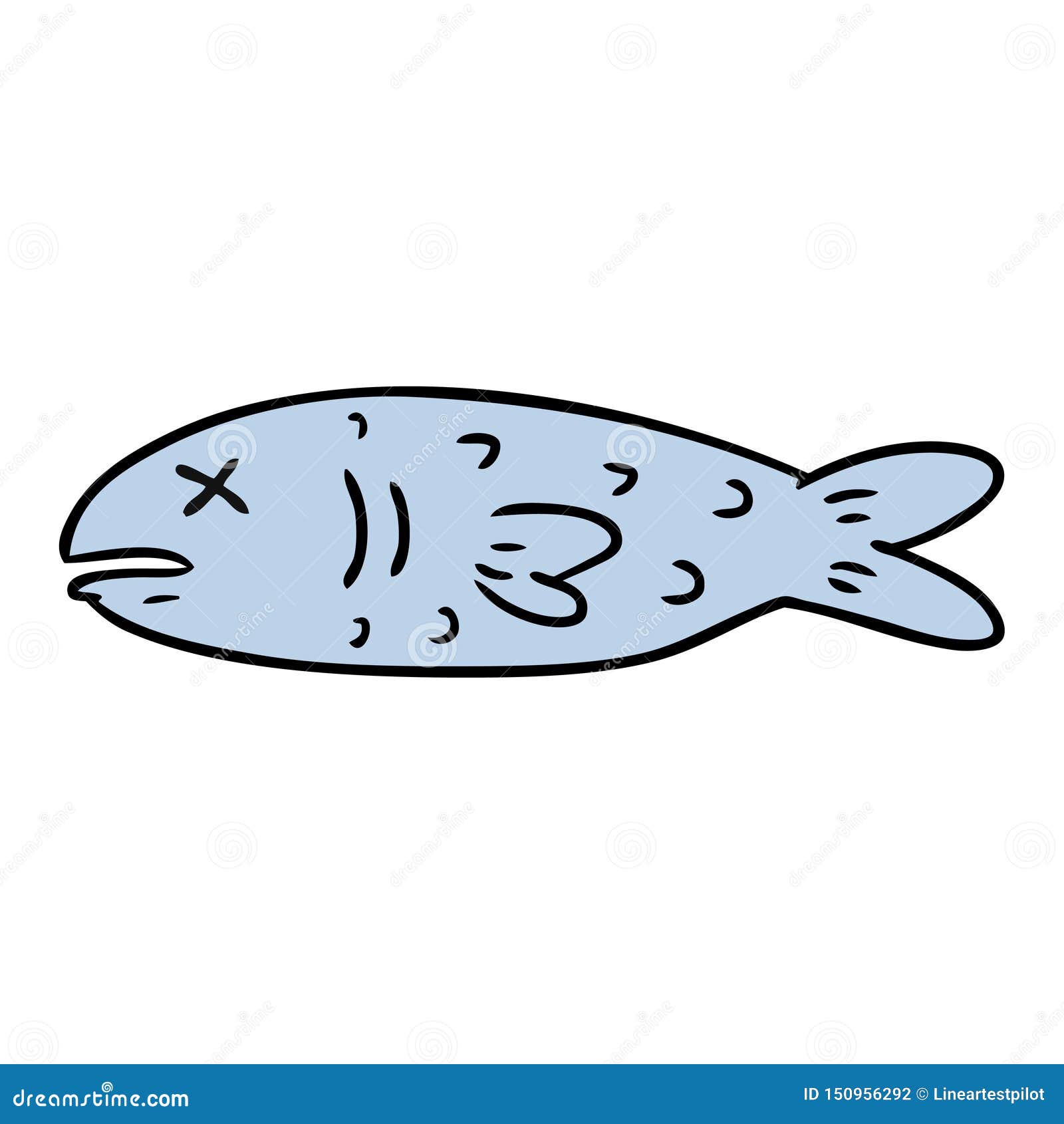 Un Dibujo Animado De Un Pez Muerto Ilustración del Vector - Ilustración de  alimento, pescados: 150956292