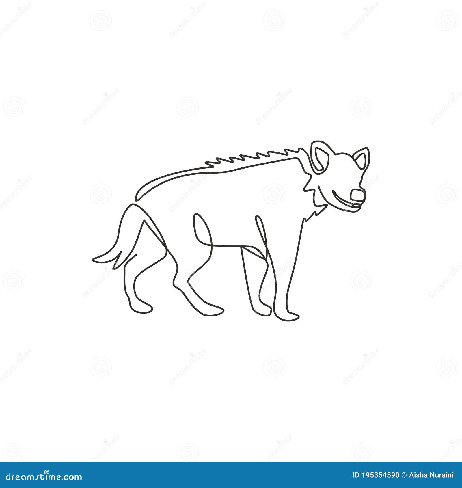 Un Dibujo De Una Sola Línea De Hiena Con Aspecto De Miedo Para La Identidad Del Logo De La Compañía. Concepto De Mascota Animal De Ilustración del Vector - Ilustración de aislado, Un Dibujo De Una Sola Línea De Hiena Con Aspecto De Miedo Para La Identidad Del Logo De La Compañía. Concepto De Mascota Animal De Ilustración del Vector - Ilustración de aislado,
