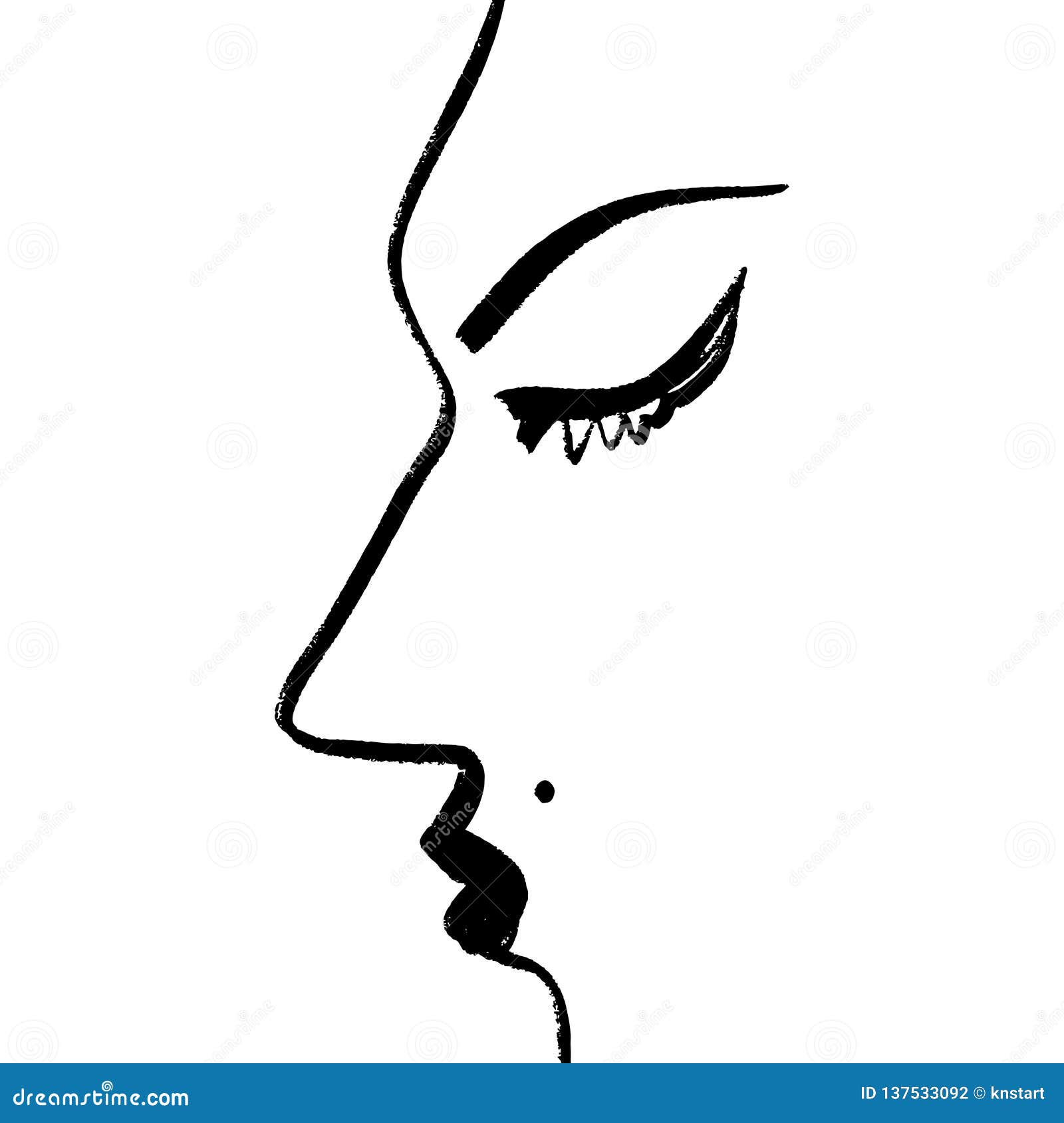 Un Dibujo Lineal Continuo Abstracto, Perfil De La Cara De La Mujer  Ilustración Del Vector Stock de ilustración - Ilustración de lindo,  aislado: 137533092