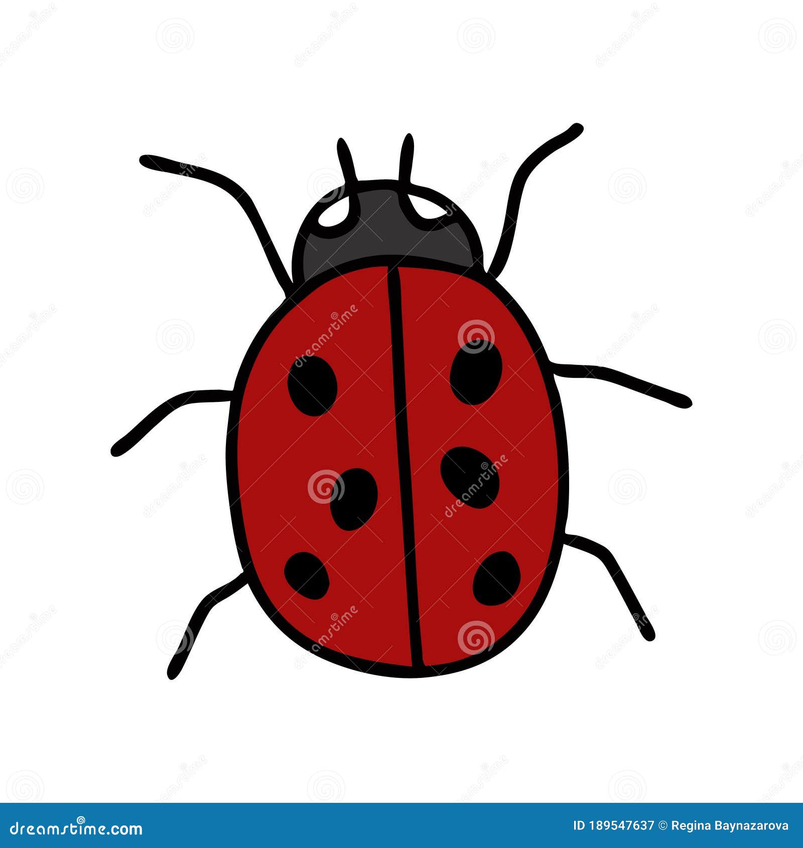 Un Doodlestyle Ladybug Aislado En Un Fondo Blanco. Familia De Escarabajos.  Cuerpo óvalo Convexo Con Manchas Negras. Se Puede Utili Ilustración del  Vector - Ilustración de color, resorte: 189547637