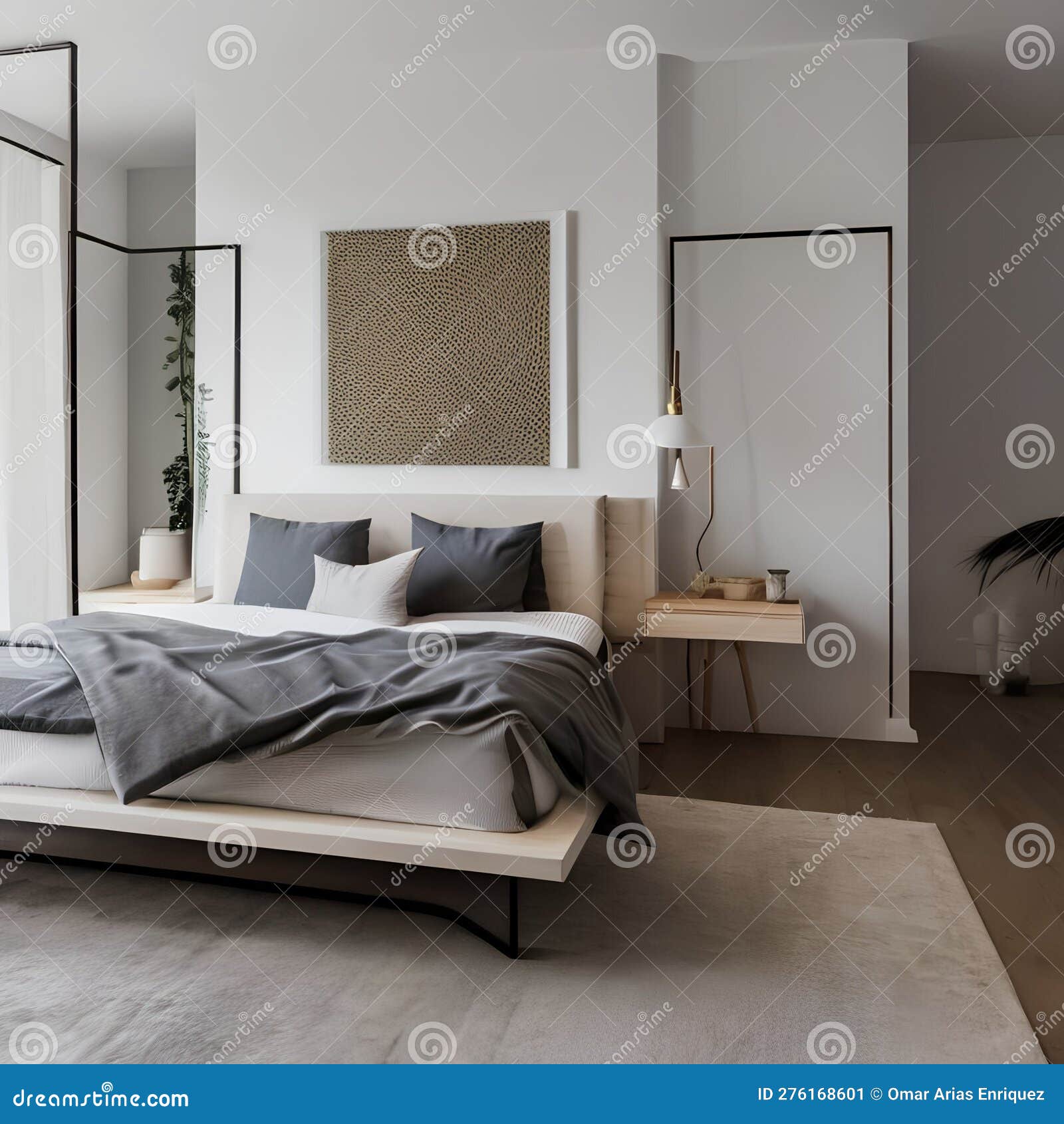 Diseño Interior Moderno Del Dormitorio Con Las Paredes Blancas