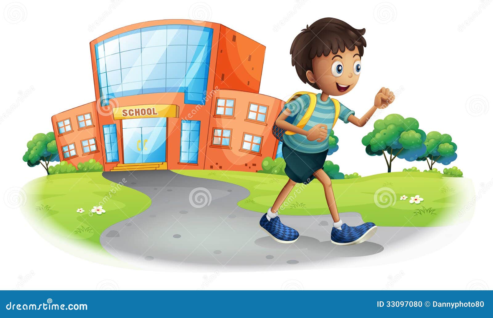 Un Garçon Rentrant à La Maison De L'école Illustration de Vecteur