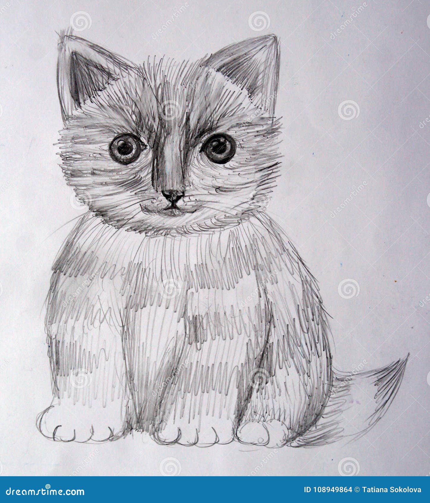 Un Gatito Y Negro Se Dibuja En Ilustración del Vector - Ilustración de ojos, trazado: 108949864