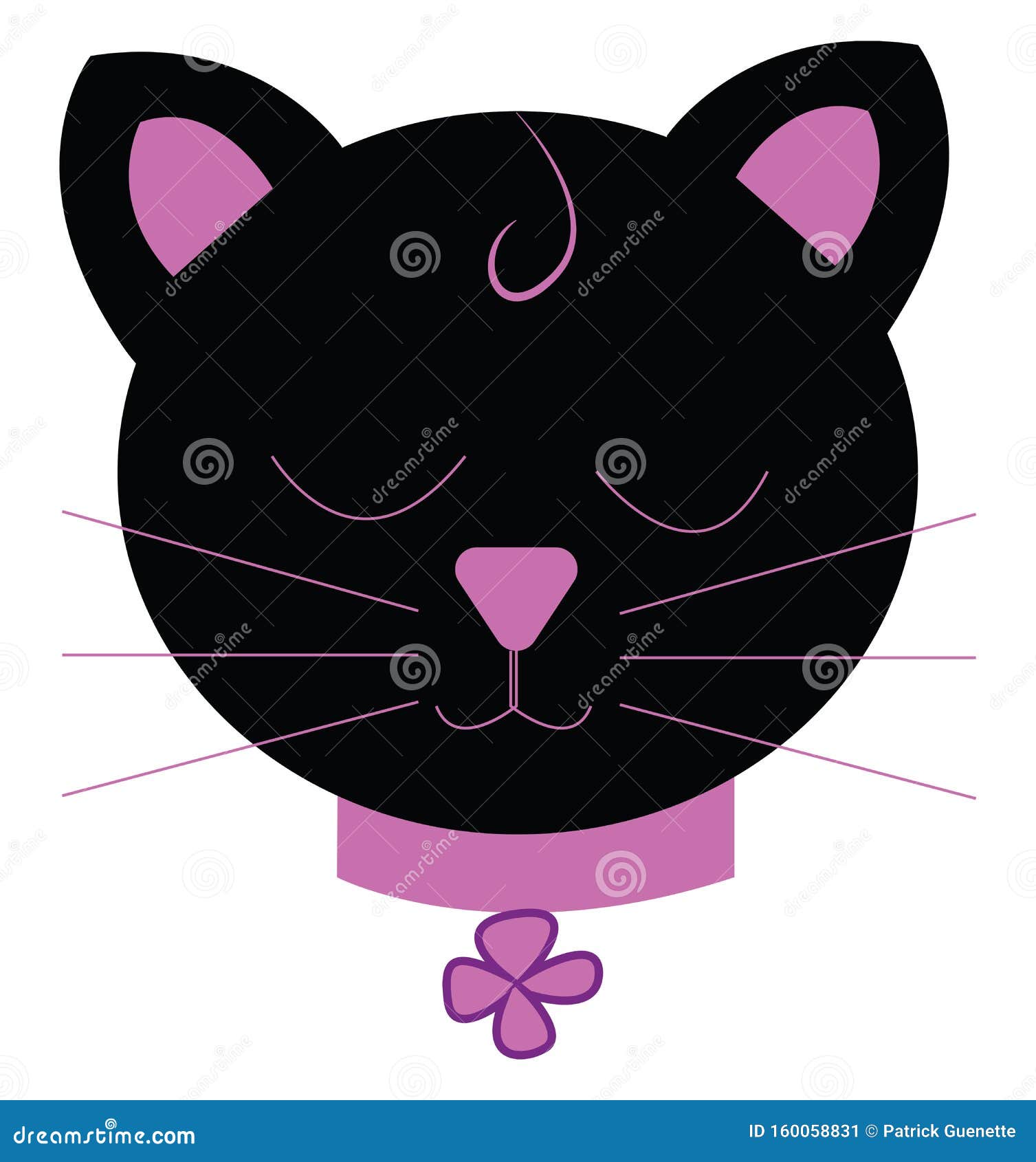 Un Gatito Negro Esponjoso Con Dibujo O IlustraciÃ³n De Color Vectorial De  Lazo Violeta De Cuello Morado Brillante Ilustración del Vector -  Ilustración de gatito, halloween: 160058831