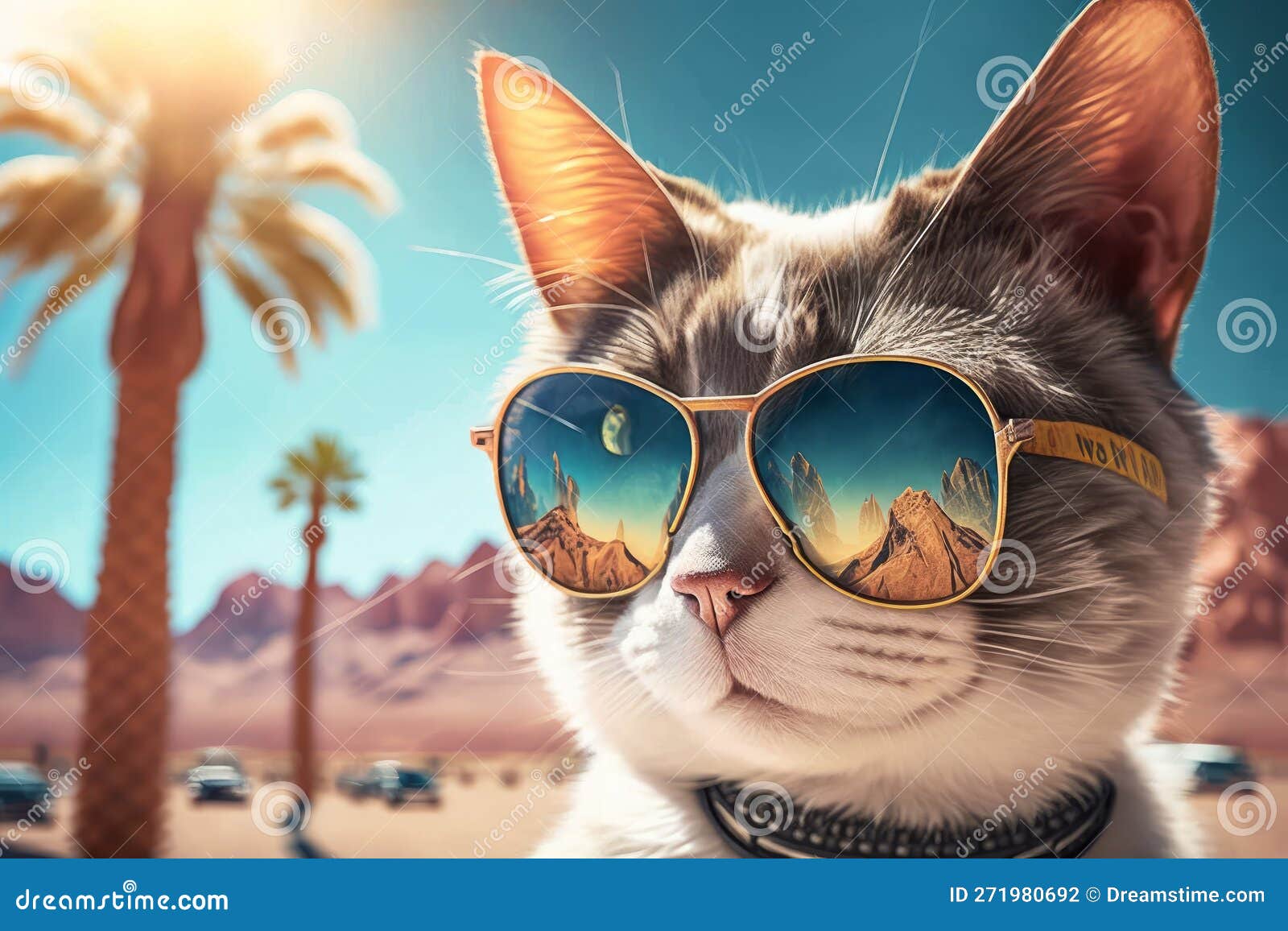 Un Gatto Con Occhiali Da Sole Sulla Spiaggia Di Las Vegas Illustrazione di  Stock - Illustrazione di gatto, isolato: 271980692