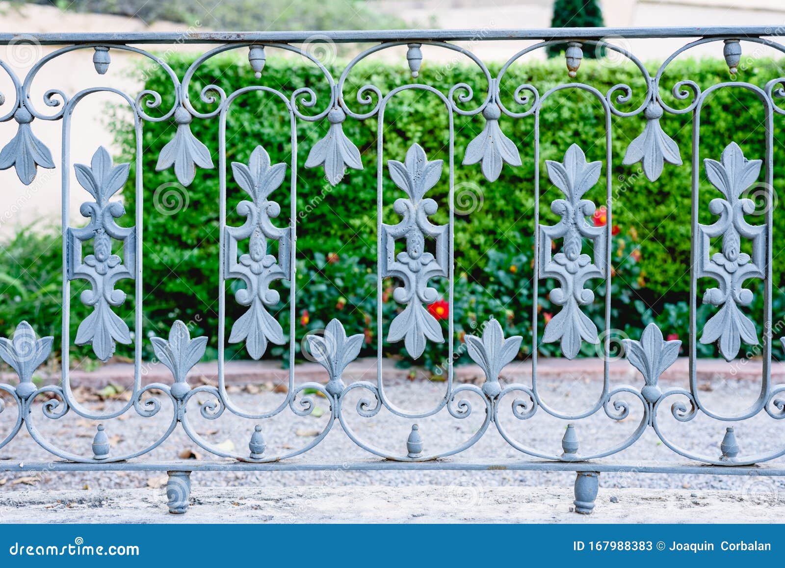 Un Giardino Privato Separato Dalla Strada Da Una Recinzione Di Metallo Immagine Stock Immagine Di Disegno Cancello