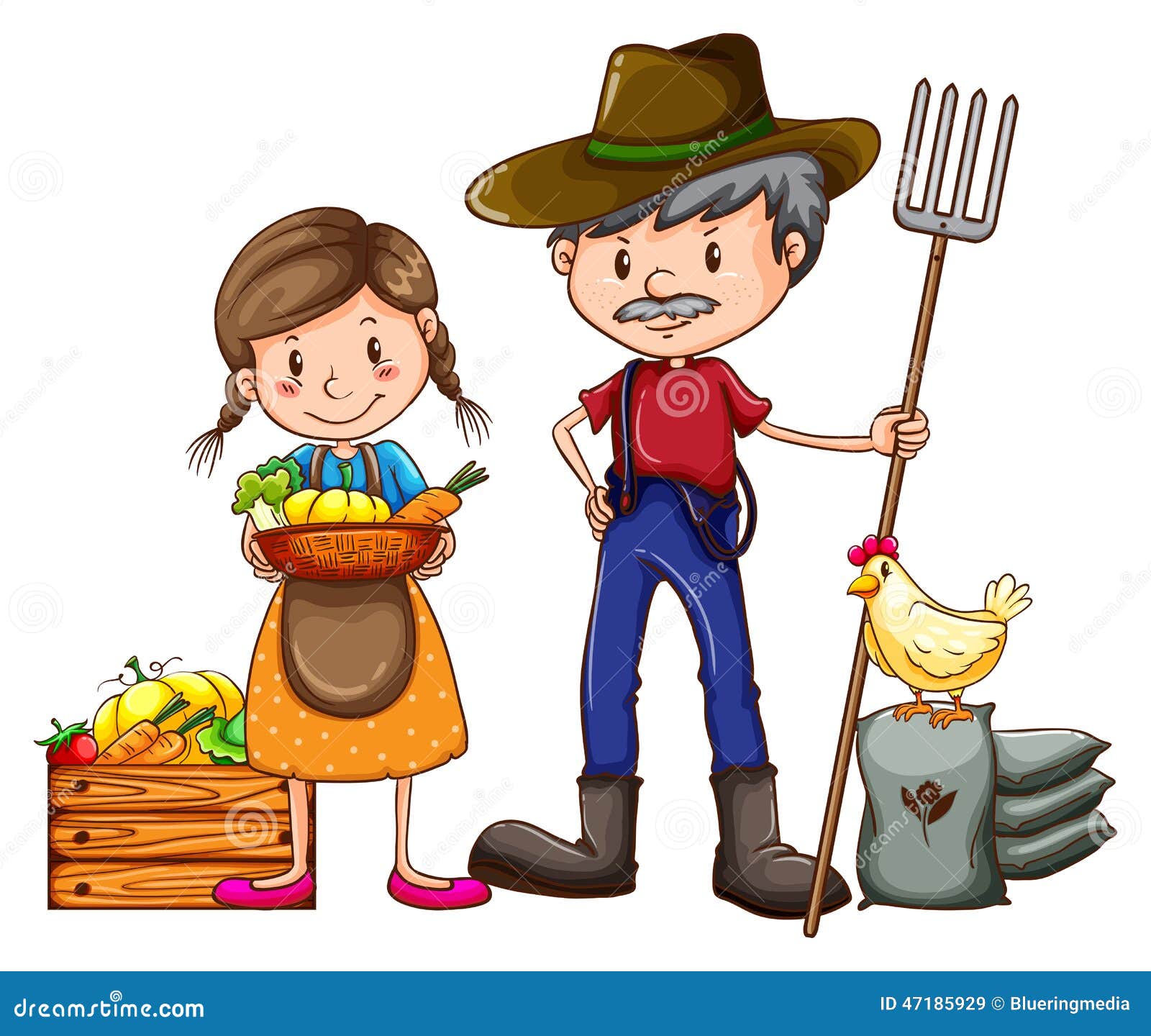 Un granjero y un vendedor ilustración del vector. Ilustración de pollo