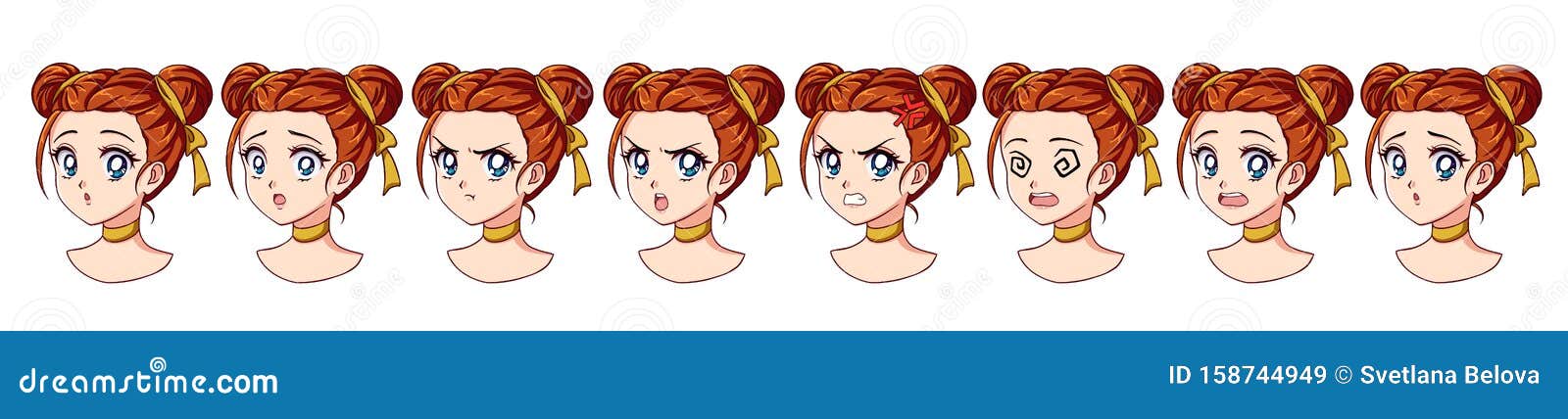 Un Grupo De Adorables Chicas De Anime Con Diferentes Expresiones. Cabello Rojo, Ojos Azules Grandes Ilustración del Vector - Ilustración de lindo, feliz: 158744949 Un Grupo De Adorables Chicas De Anime Con Diferentes Expresiones. Cabello Rojo, Ojos Azules Grandes Ilustración del Vector - Ilustración de lindo, feliz: 158744949