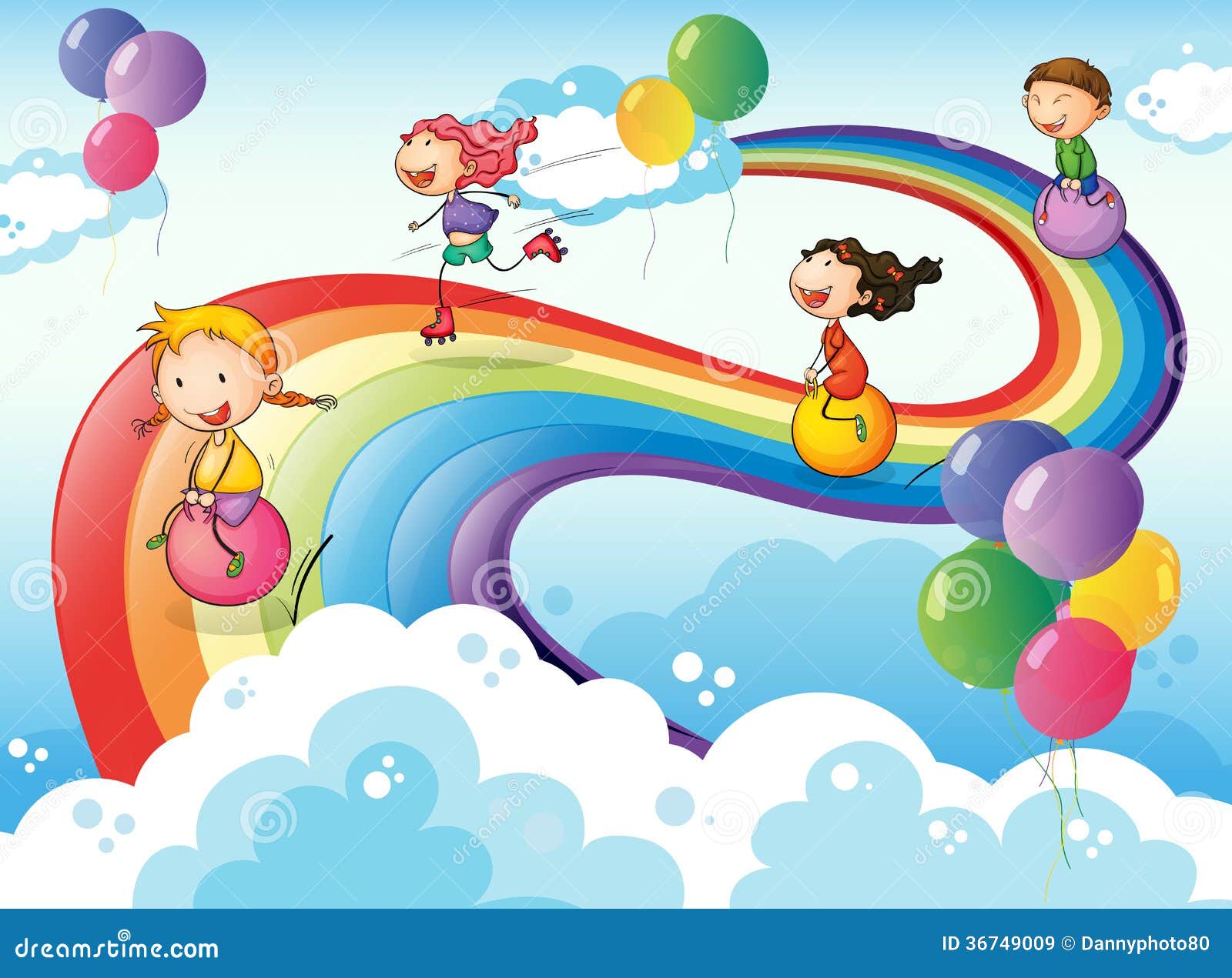 Cél¨bre Bambini Con L Arcobaleno Illustrazioni Vettoriali E Clipart Stock DD35