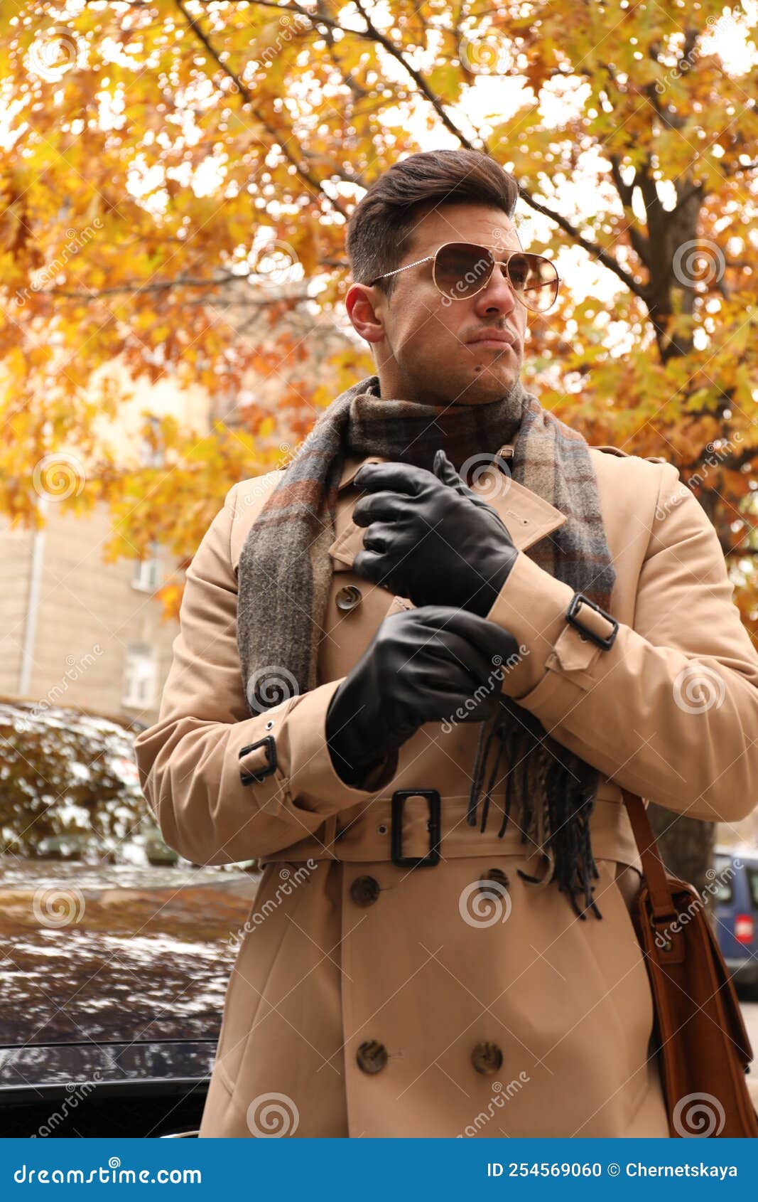 Un Hombre Elegante Y Atractivo Que Usa Guantes De Cuero Negro Al Aire Libre  Foto de archivo - Imagen de guantes, color: 254569060