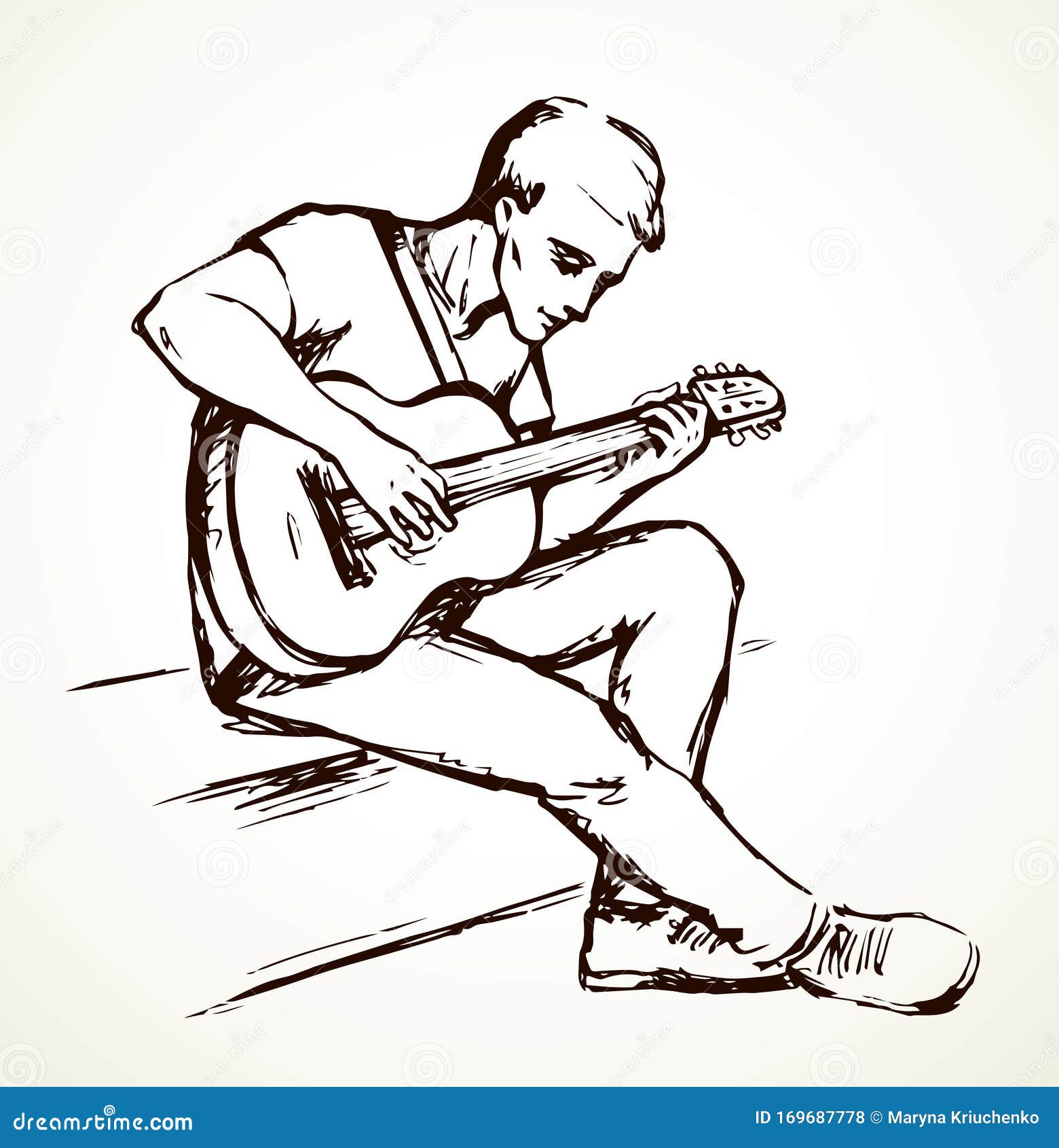 Un La Guitarra Dibujo De Vectores Ilustración del Vector - Ilustración concierto, sonido: 169687778