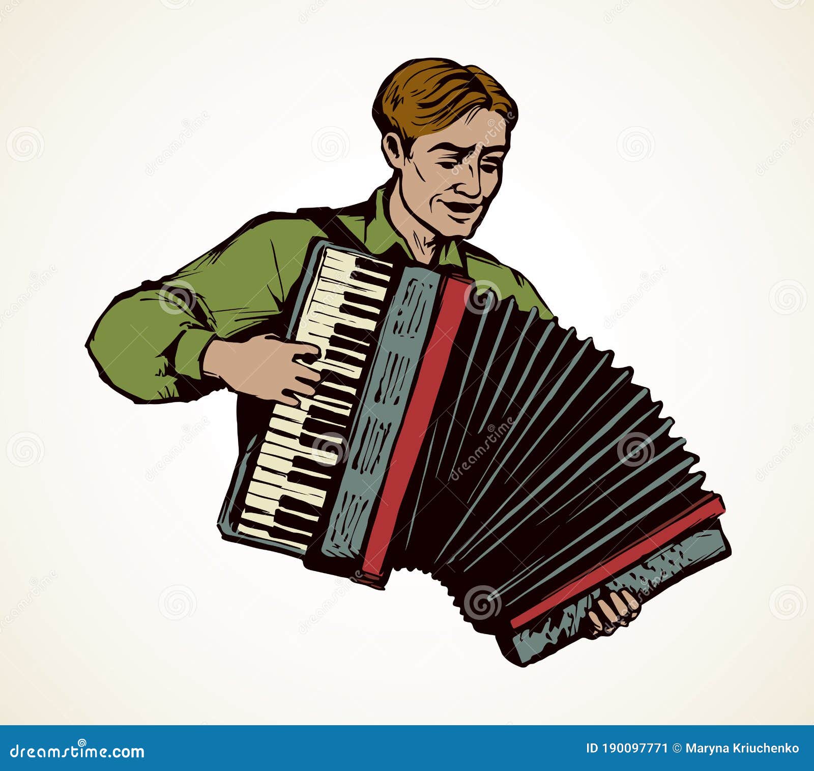 Un Homme Joue L'accordéon. Dessin De Vecteur Illustration de Vecteur -  Illustration du musique, bras: 190097771