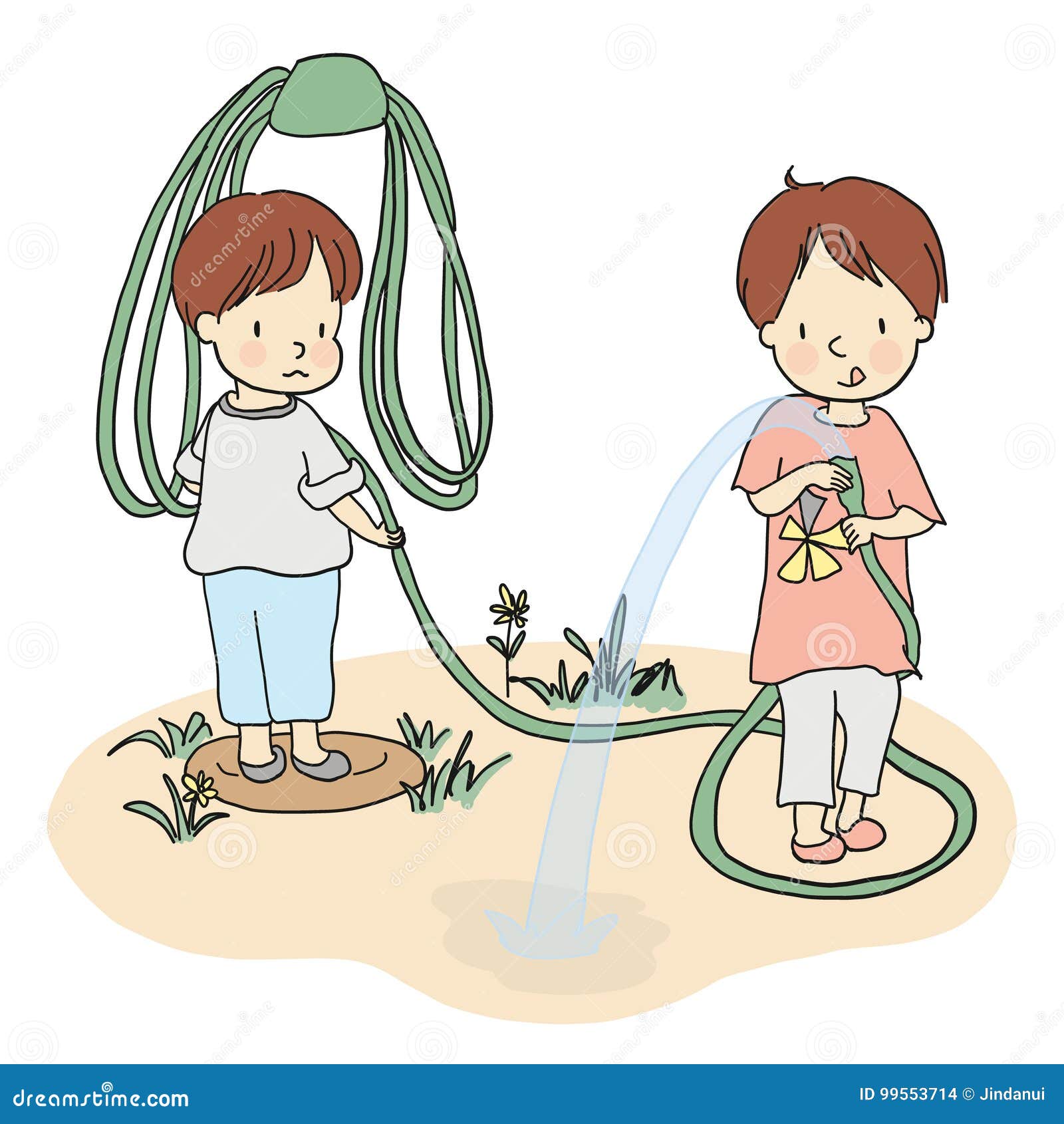 Unillustrazione Di Vettore Di Due Bambini Che Giocano Con