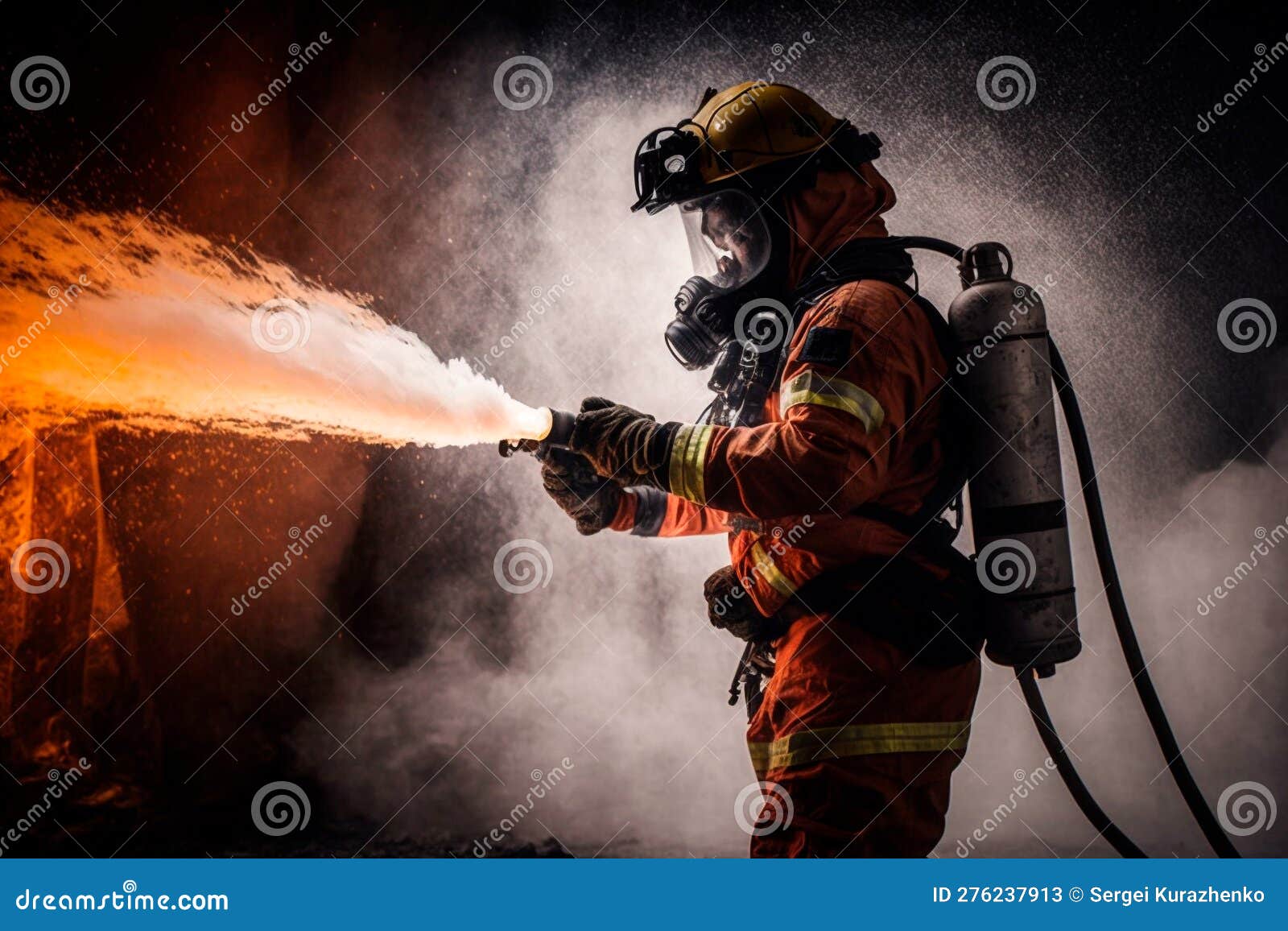 Un Intrépido Bombero Lucha Contra Un Fuego Feroz Que Arriesga Todo Para Las Vidas Y Los Hogares De ilustración - Ilustración de hogares, sacrificio: 276237913