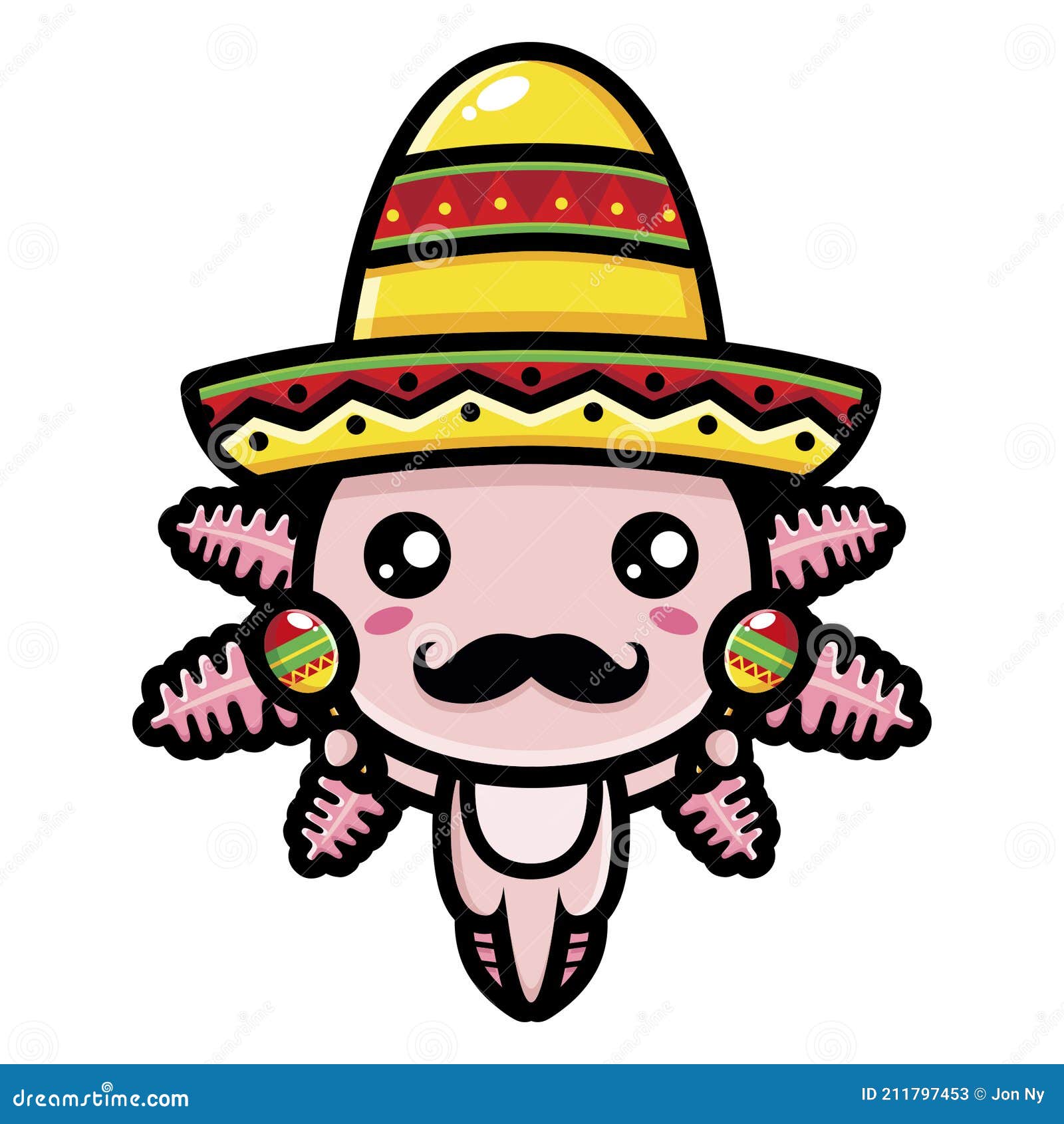 Un Lindo Personaje De Caricatura Animal Axolotl Con Sombrero Mexicano  Ilustración del Vector - Ilustración de acuarios, arte: 211797453