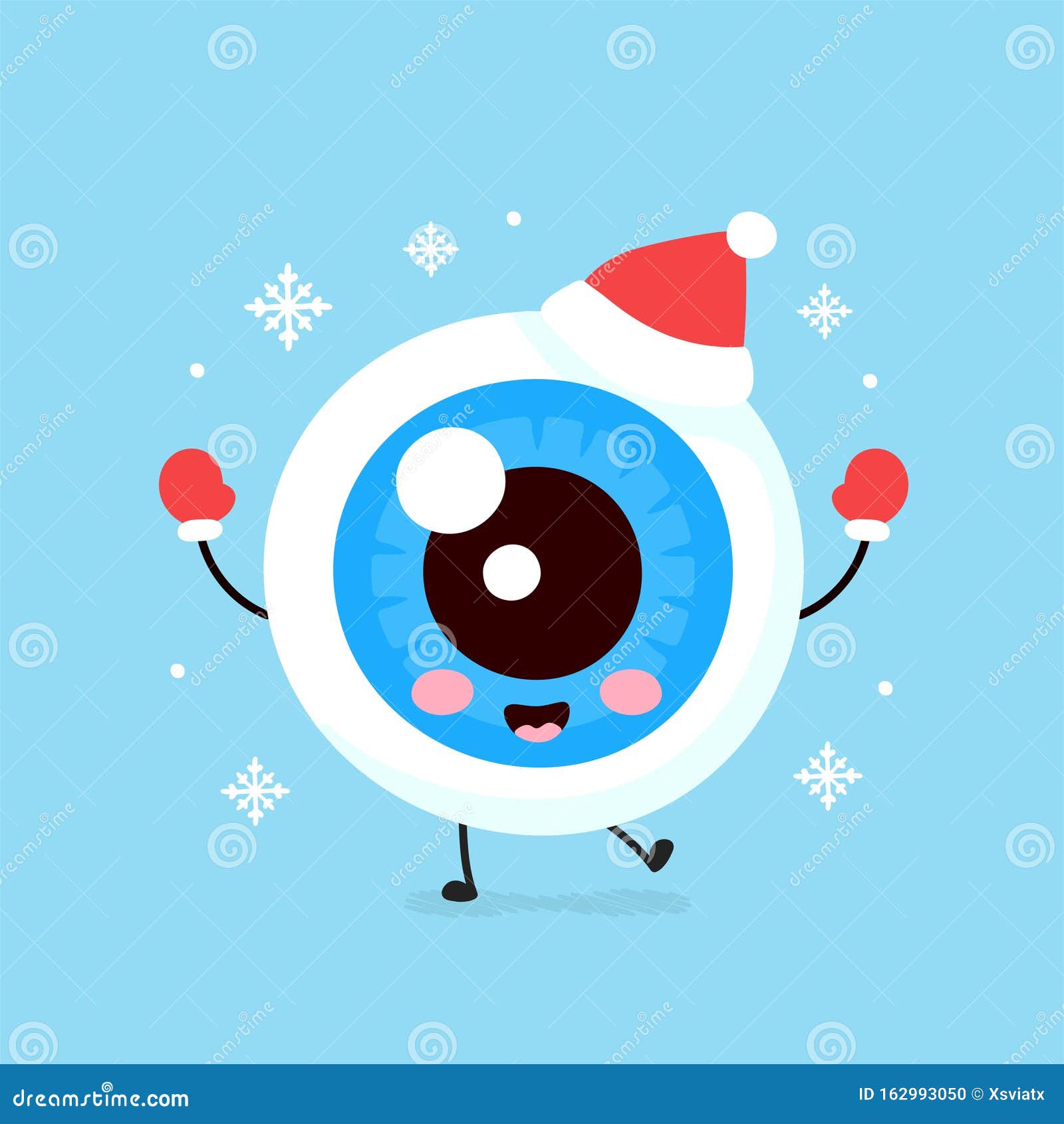 Un Lindo Y Sonriente órgano De Ojo Feliz Con Sombrero De Navidad  Ilustración del Vector - Ilustración de sano, cuidado: 162993050