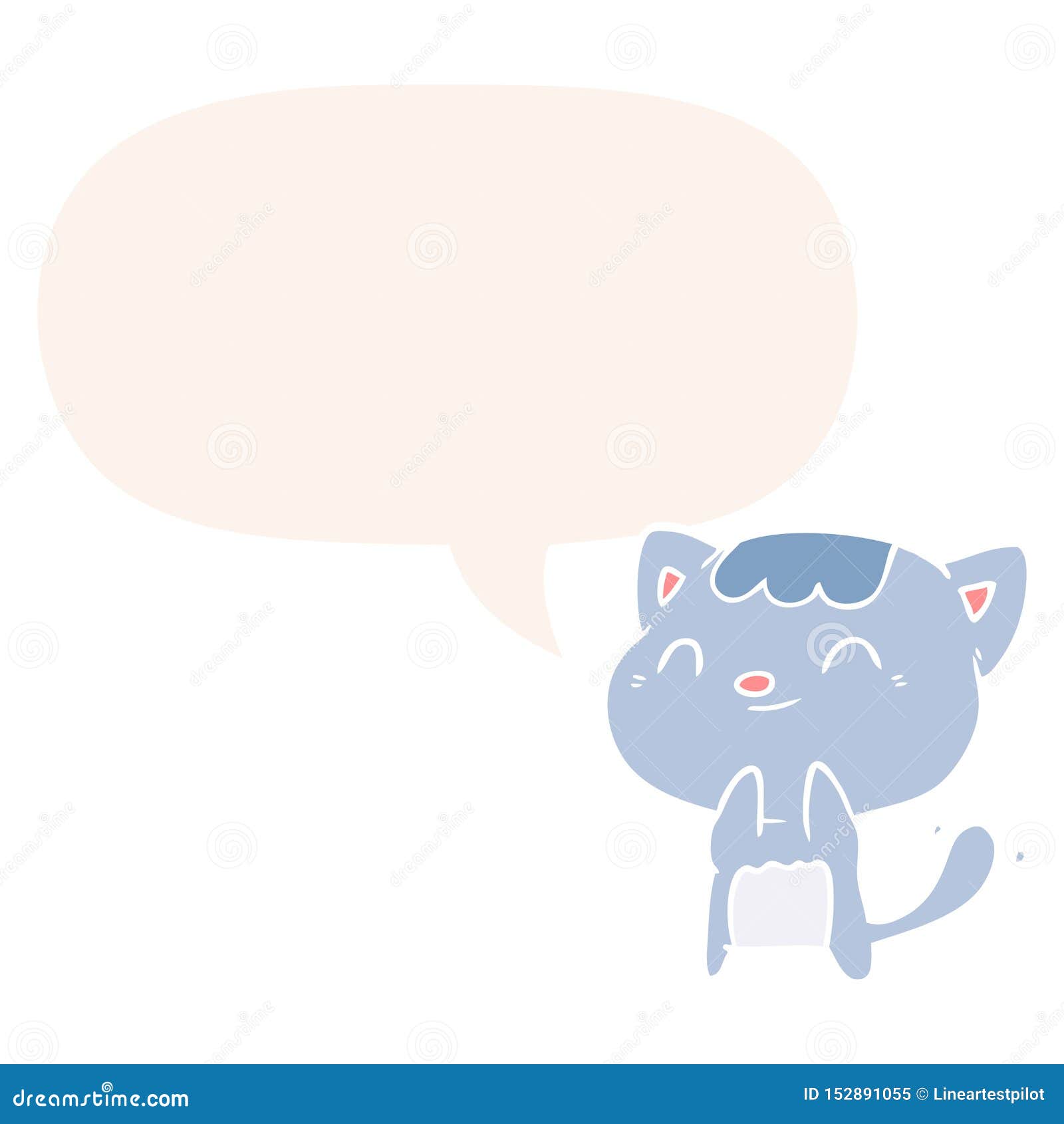 Un Mignon Dessin Humoristique Amusant Petit Chat Et Bulle D Expression De Style Retro Illustration De Vecteur Illustration Du Type Parler