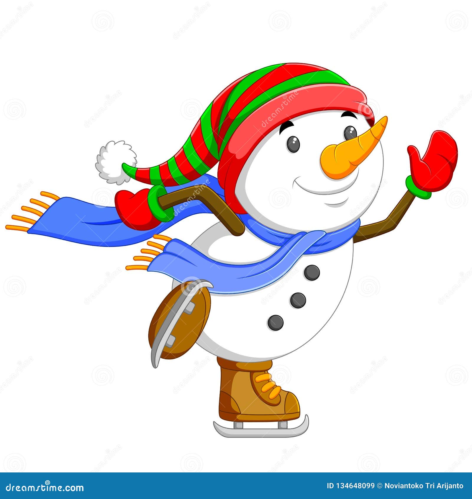Un Muñeco De Nieve Grande Es De Baile Y De Salto Con Sus Zapatos Marrones Del Patinaje De Hielo Ilustración del Vector - Ilustración de ilustración, excitado: 134648099
