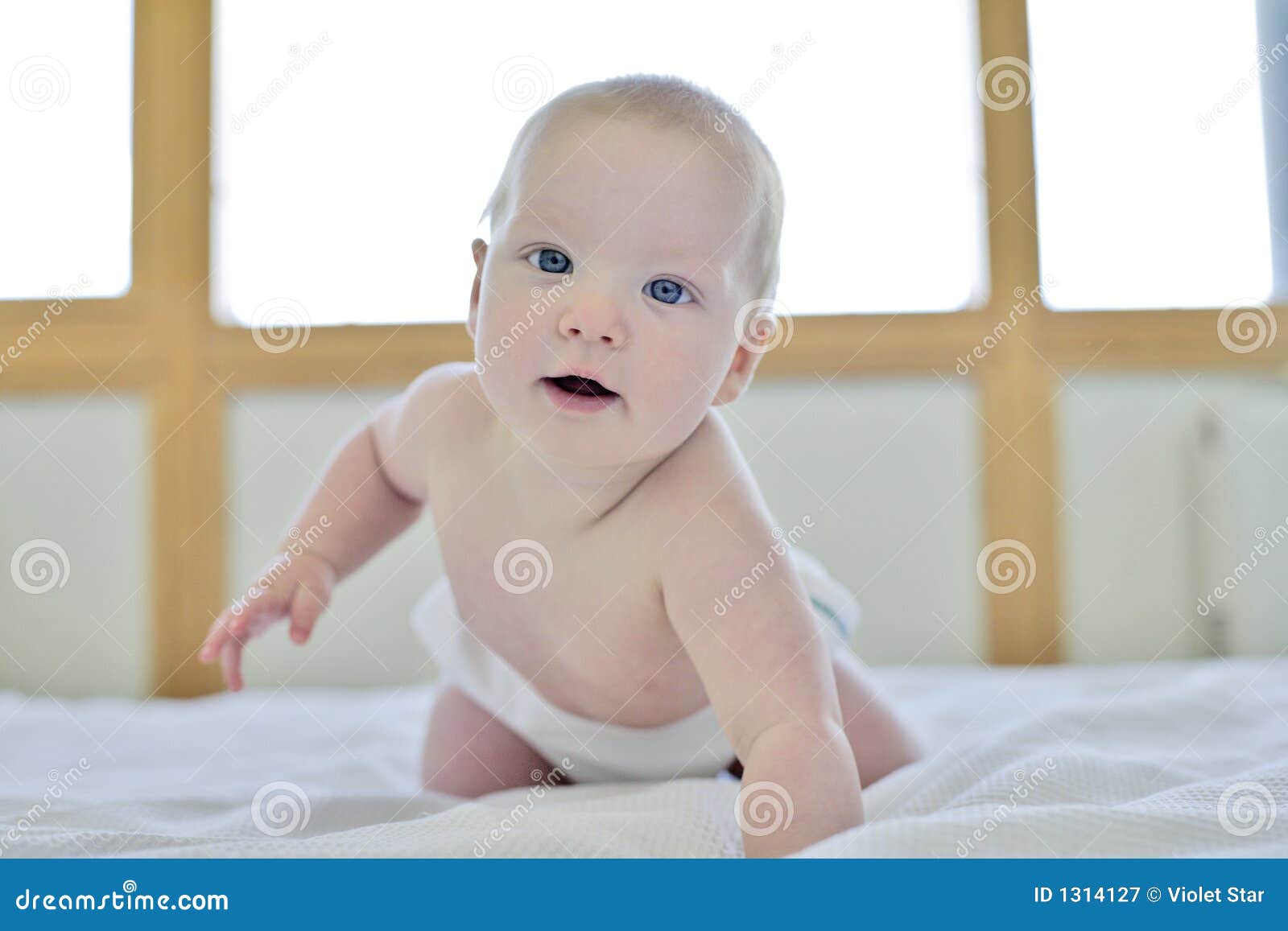 Neonato 6 Mesi Cade Dal Letto Un neonato di 6 mesi immagine stock. Immagine di guancica - 1314127