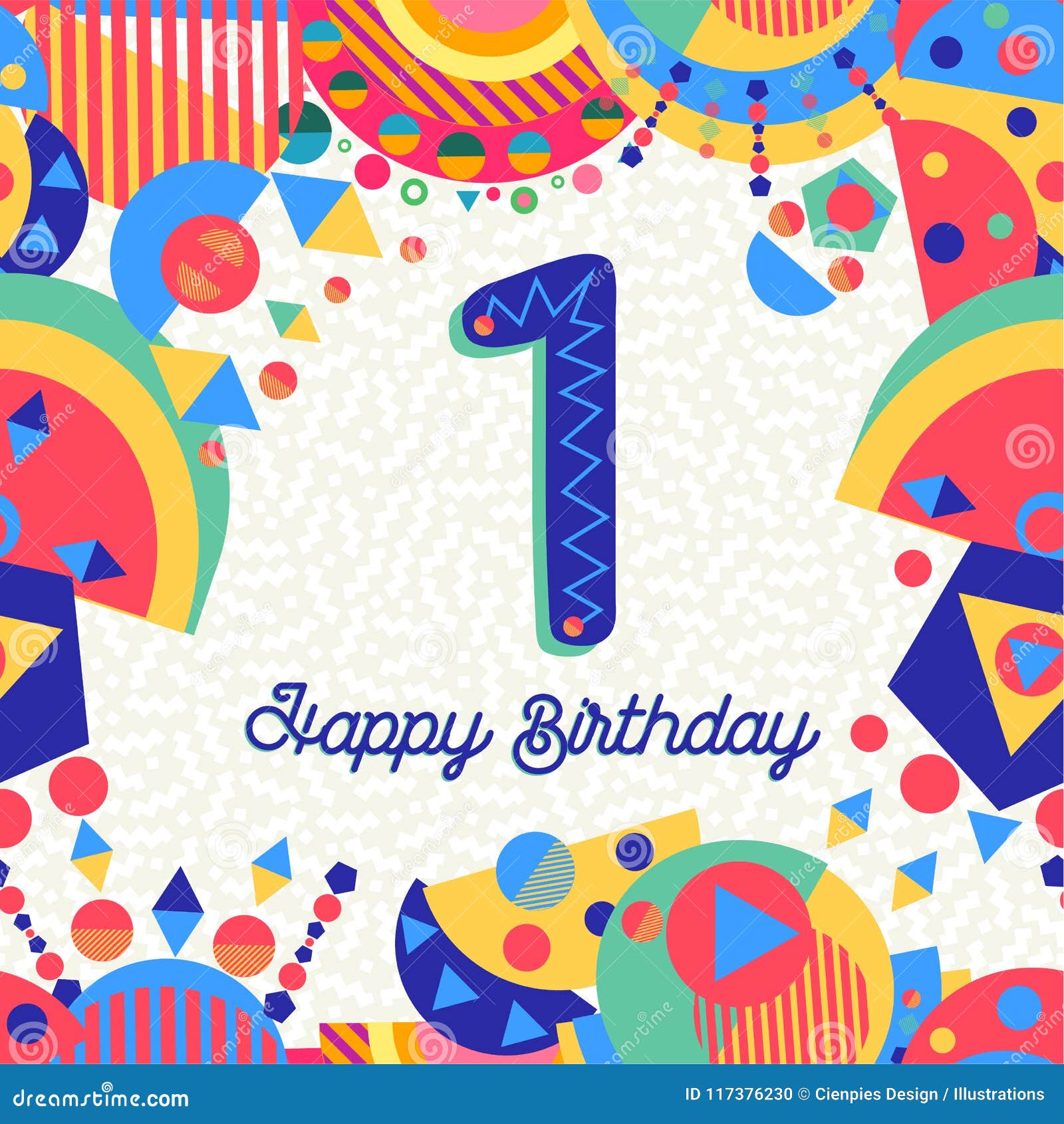 Un Numero Della Cartolina D Auguri Della Festa Di Compleanno Di 1 Anno Illustrazione Vettoriale Illustrazione Di Compleanno Invito