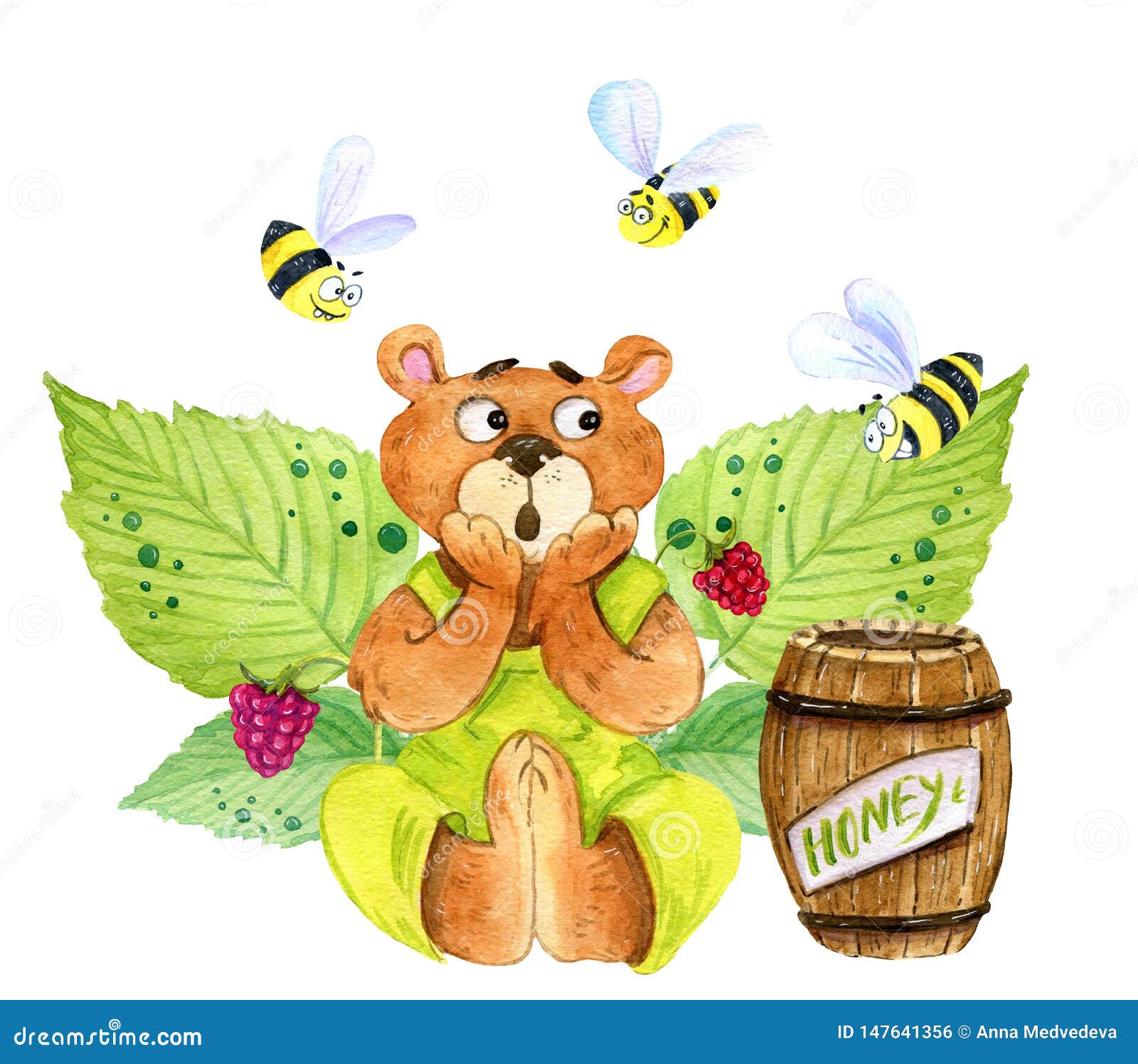 Un oso asustado y abejas foto de archivo. Ilustración de divertido - 147641356 Un oso asustado y abejas foto de archivo. Ilustración de divertido - 147641356