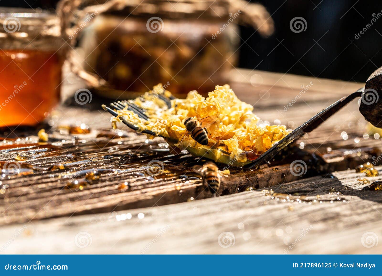 Un Outil De L'apiculteur Pour Travailler Avec Les Abeilles. Couvercle De  Cire De Coupe Fumeur Avec Fourchette Chaude De Nid D'abei Image stock -  Image du apiculteurs, miel: 217896125