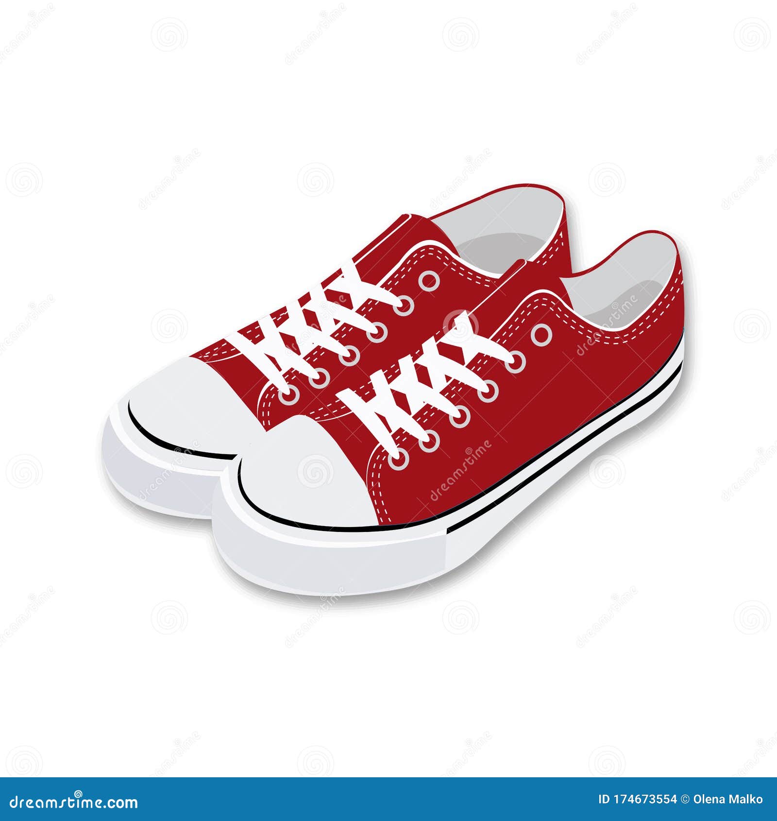 Un Par De Zapatillas Textiles Rojas Con Puntera De Goma Y Cordones.  Impresión a Mano Con Contorno. Zapatos Para Deportes Y Recreac Ilustración  del Vector - Ilustración de rojo, deslumbrante: 174673554