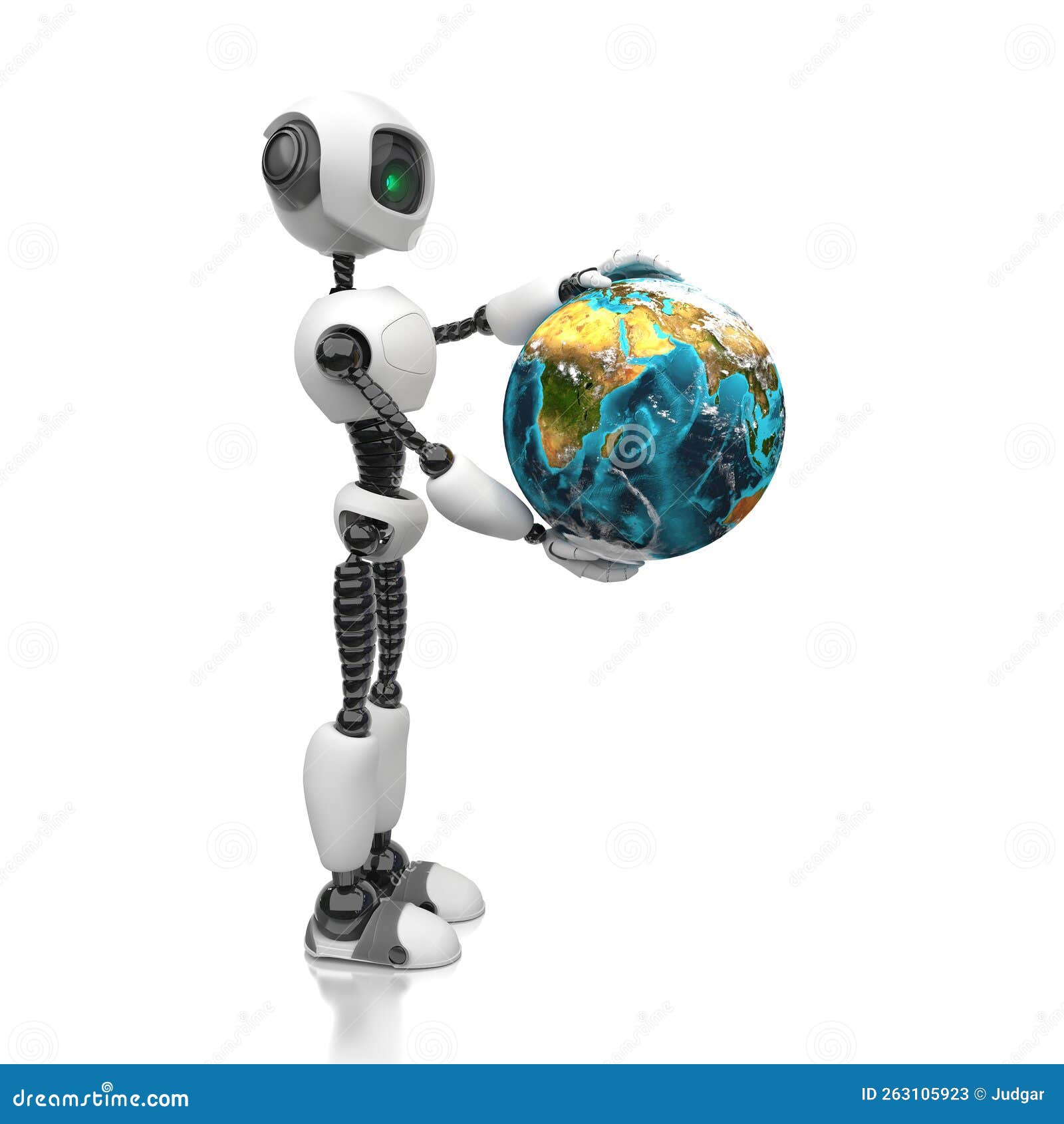 Un Robot Humanoïde Tient La Planète Terre Entre Ses Mains. Illustration Sur  Fond Blanc. Concept Futur Avec Robotique Intelligente Illustration Stock -  Illustration du avenir, automatisation: 263105923