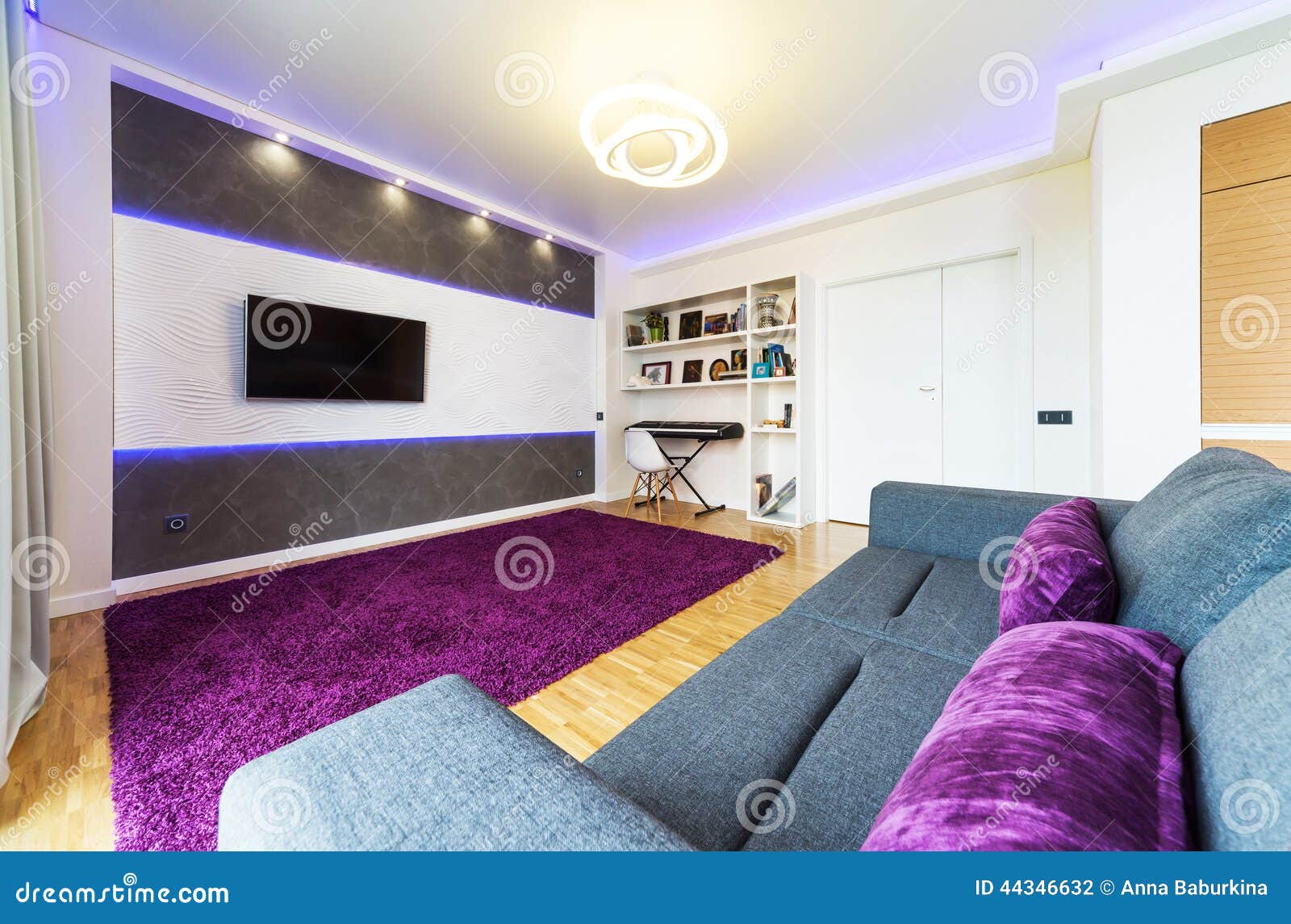 Un salon moderne avec la lumière de nuit photo stock image: 44346573