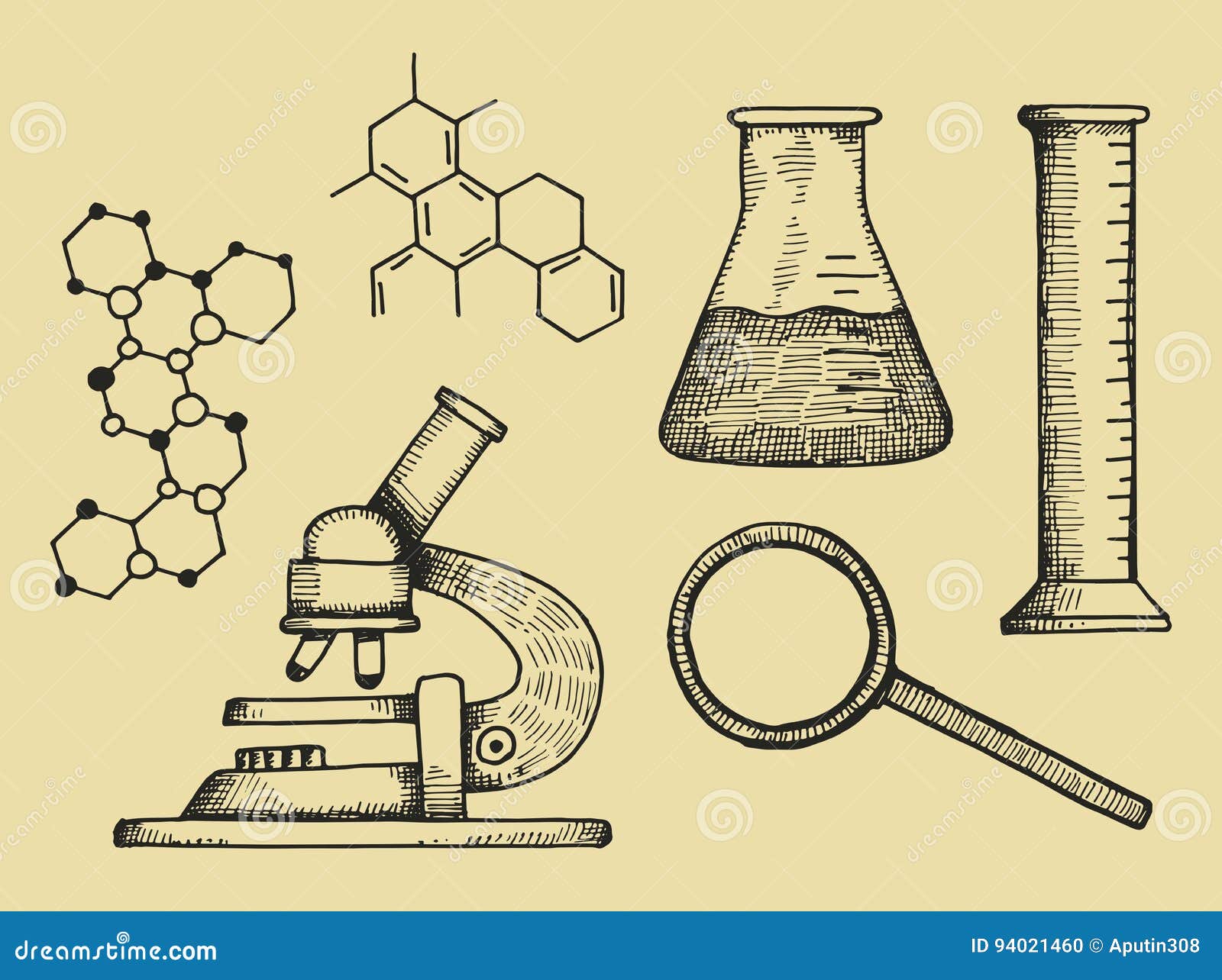 Un Sistema De Química De Los Accesorios De La Ciencia Dibujo De La Mano Del  Vector Stock de ilustración - Ilustración de accesorios, ciencia: 94021460