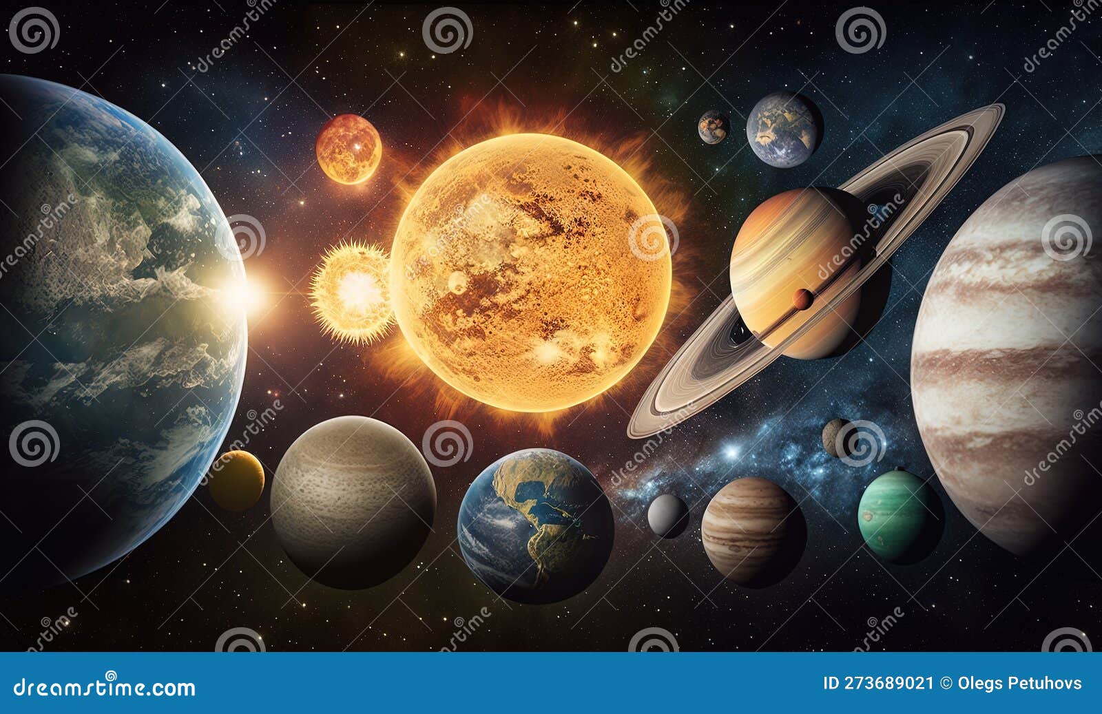 Un Système Solaire Avec Toutes Les Planètes Du Système Solaire Illustration  Stock - Illustration du planète, sphère: 273689021