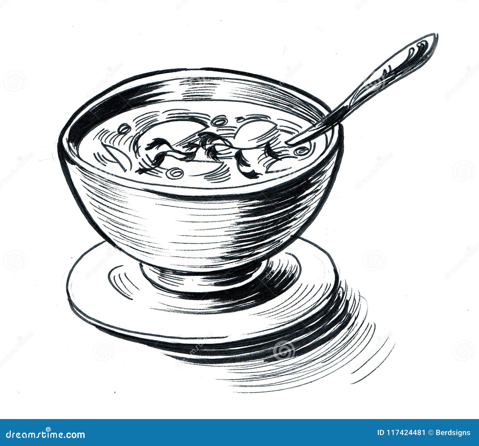 Un tazón de fuente de sopa stock de ilustración ...