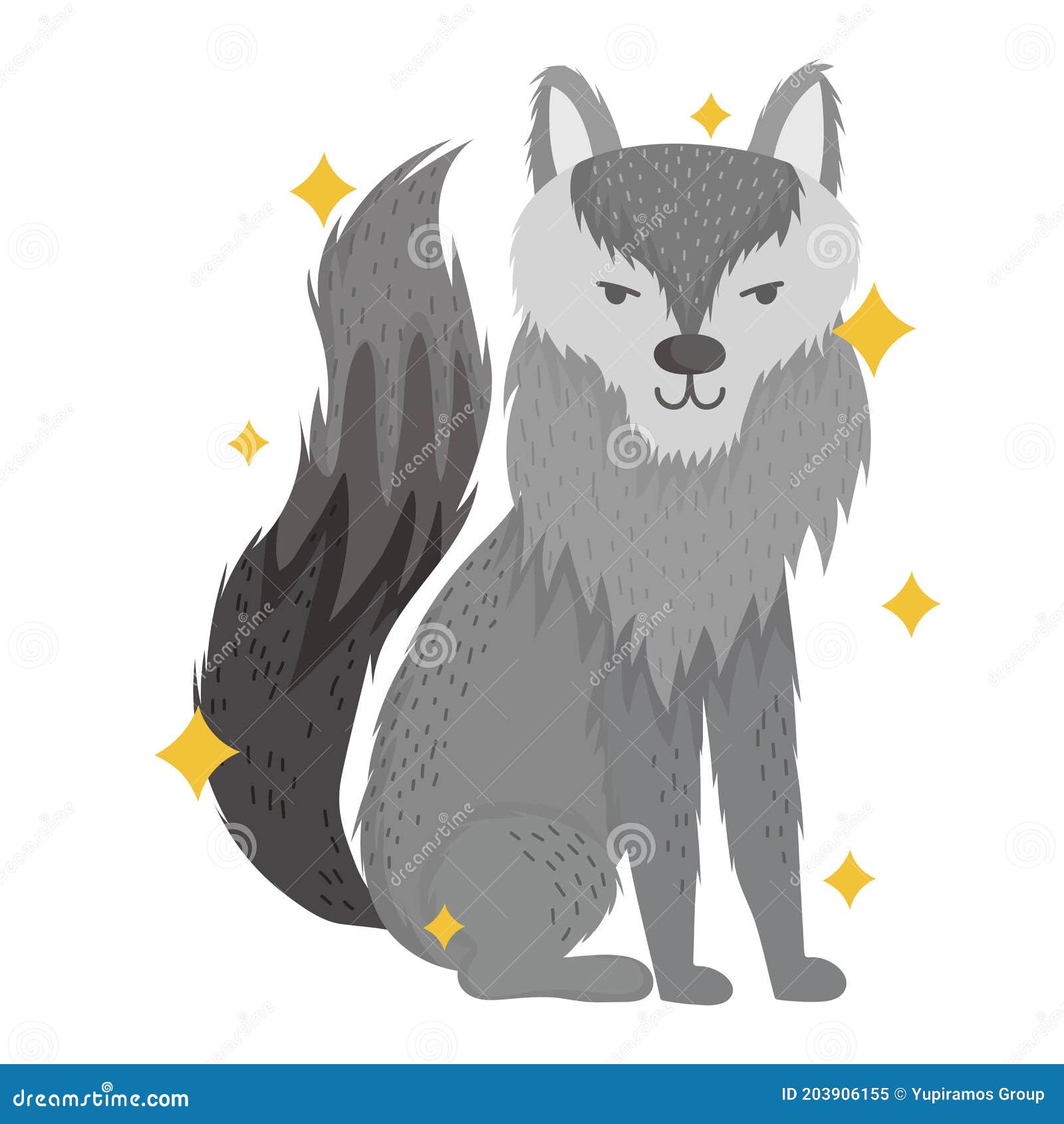 Un Tierno Lobo Con Estrellas En El Diseño De Dibujos Animados Ilustración  del Vector - Ilustración de animal, lindo: 203906155