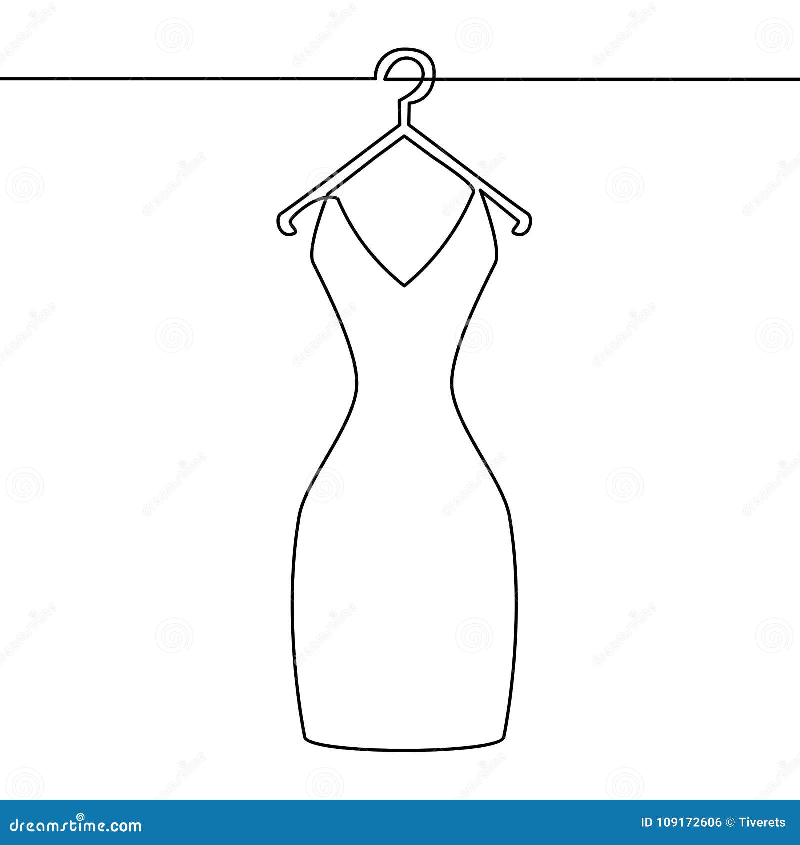 Un Vestido De La Mujer Del Vector Del Dibujo Lineal En Hange Ilustración  del Vector - Ilustración de continuo, simplicidad: 109172606