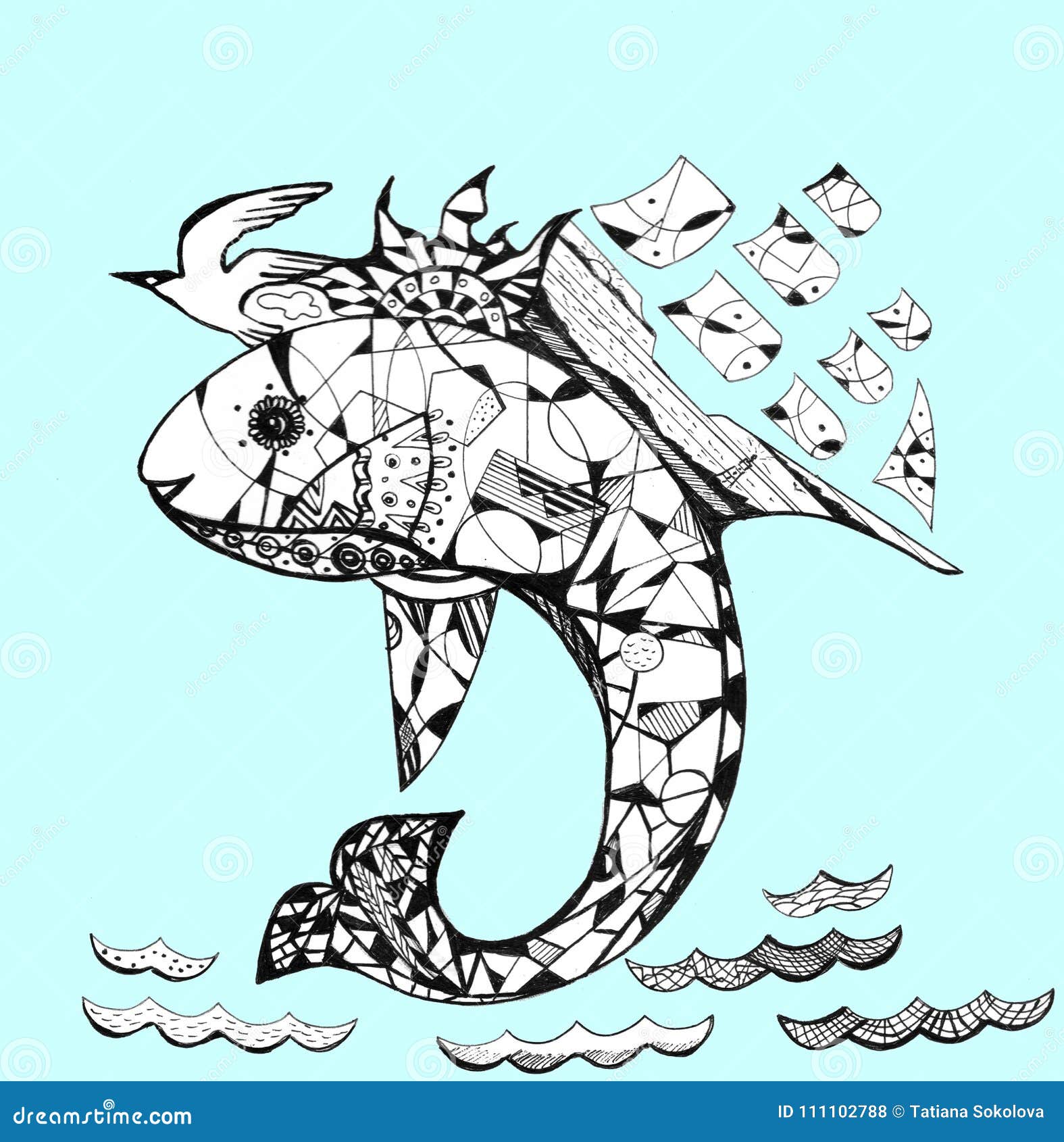 Una Balena Con Una Nave Sulla Sua Parte Posteriore