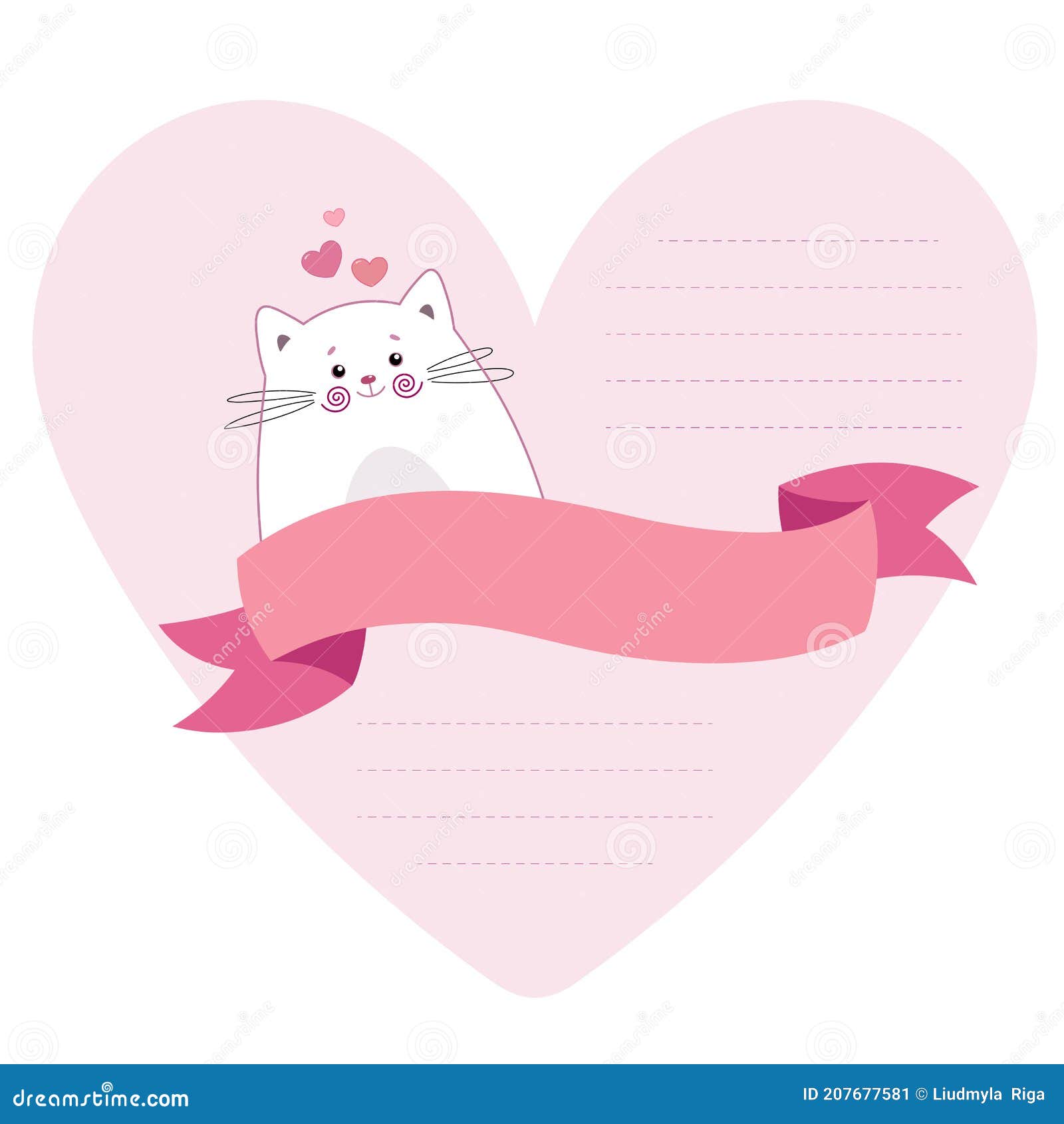 Carta De Amor Plantilla Una Carta De Amor Corazón Forma Plantilla. Encantadora Lista De Deseos  Lindo Con Gato Y Corazones. Ilustración del Vector - Ilustración de gato,  blanco: 207677581