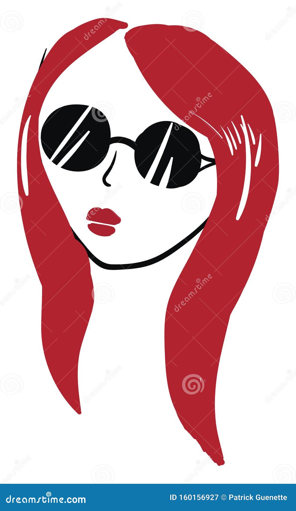 Una Chica De Cabello Rojo Con Gafas Negras Vectoriales O IlustraciÃ³n De  Color Ilustración del Vector - Ilustración de vector, hermoso: 160156927