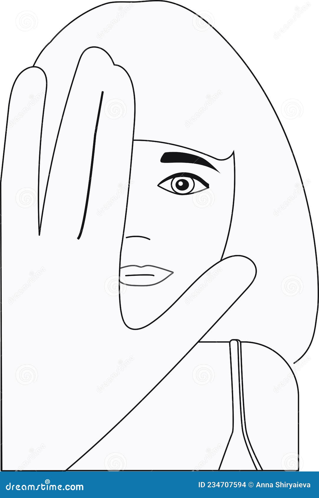 Una Chica Seria Parece Ser Recta. Gesto De Detención. Avatar Para Chicas. Dibujo De Mano De Gráficos Vectoriales En Blanco Y Negro Ilustración del Vector - Ilustración de aislado, derecho: 234707594 Una Chica Seria Parece Ser Recta. Gesto De Detención. Avatar Para Chicas. Dibujo De Mano De Gráficos Vectoriales En Blanco Y Negro Ilustración del Vector - Ilustración de aislado, derecho: 234707594